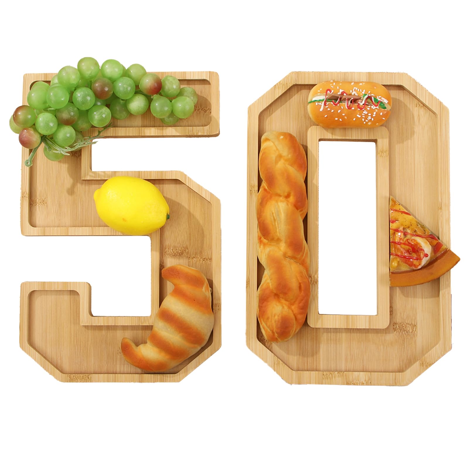 Tissting Number Charcuterie Tray, 30cm/11.81in Wooden Charcuterie Boards for Anniversary Birthday Decoration, Reusable Fillable Sweets Candy Box (50)