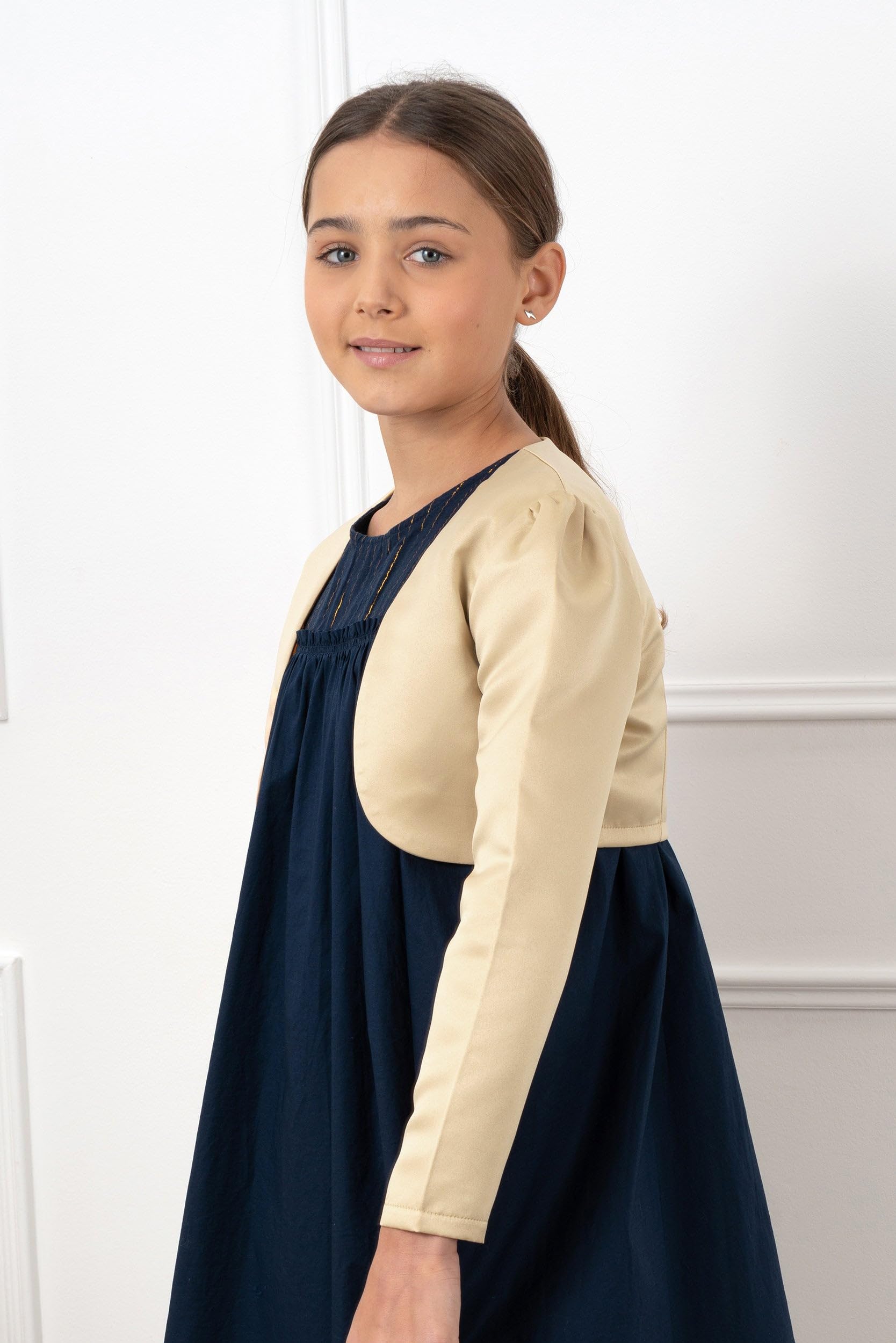Bolerose Boléro en Satin à Manches Longues pour Fille Enfant