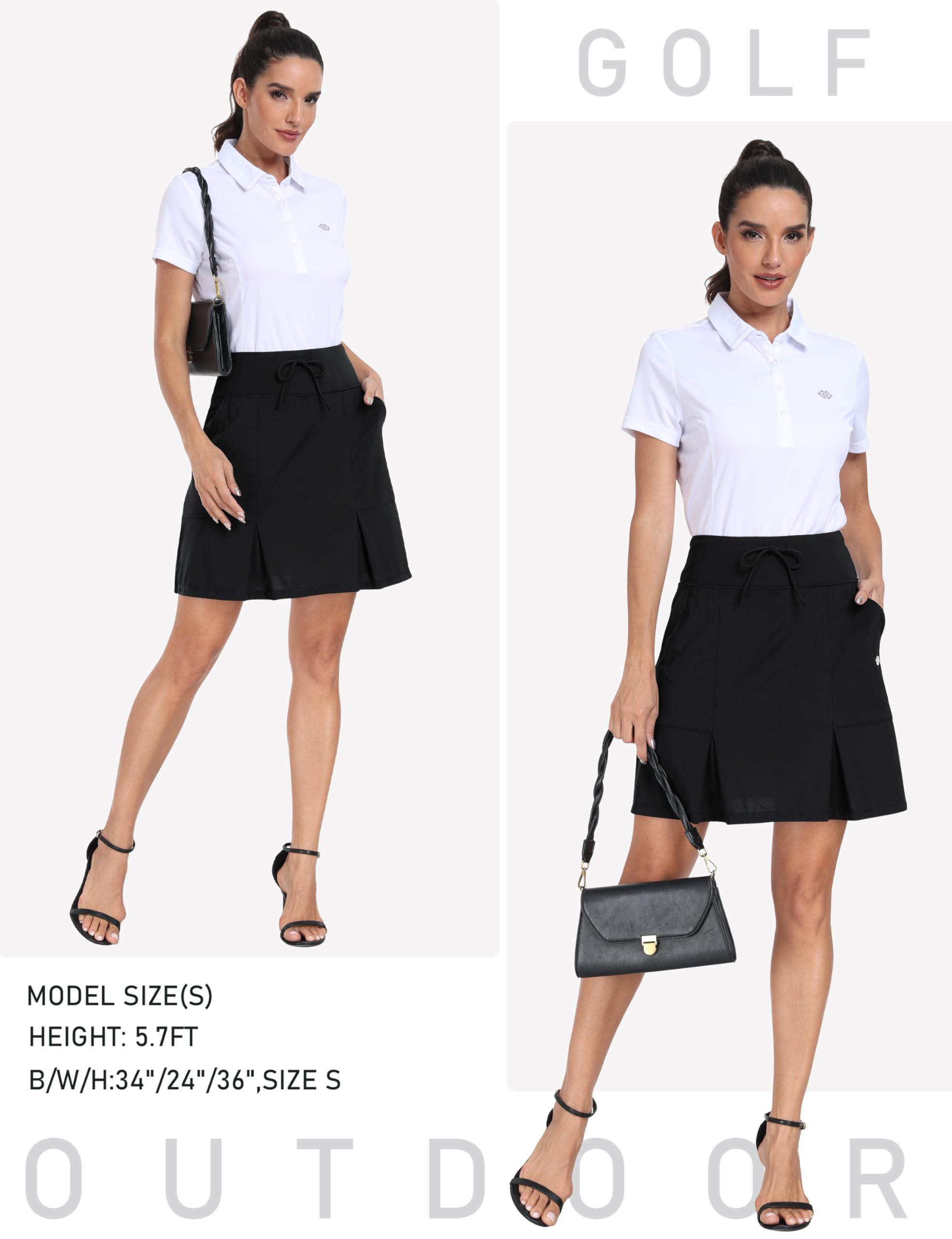 MoFiz Falda de Tenis para Mujer Falda de Golf con pantalón Interiores,hasta la Rodilla,Cintura Alta,para Tenis,Golf Deportes de Verano