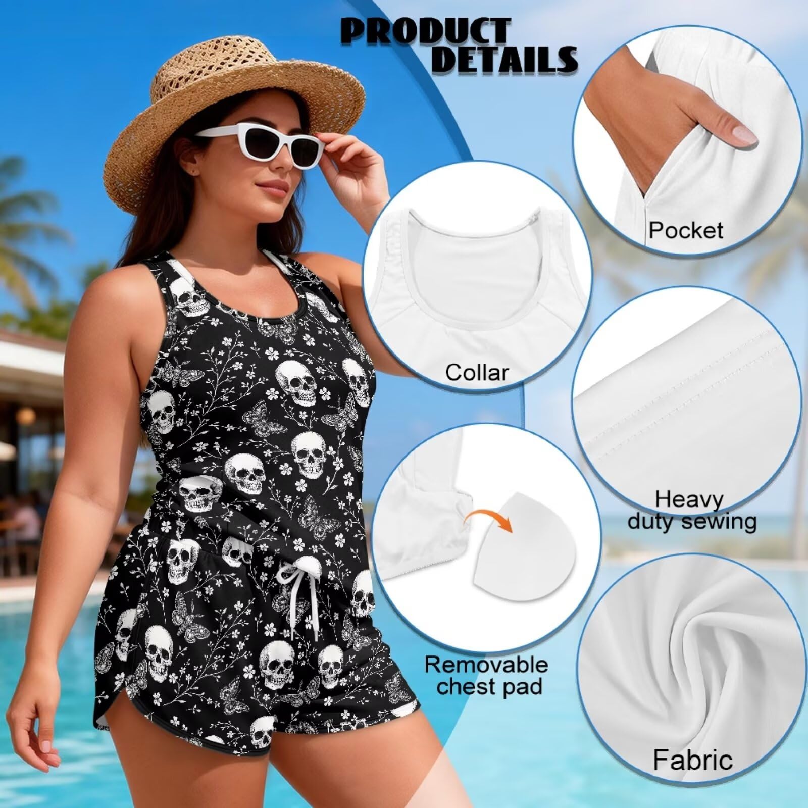 Tankini-Badeanzüge mit Shorts, zweiteiliges Tank-Top, Badeanzüge für Damen