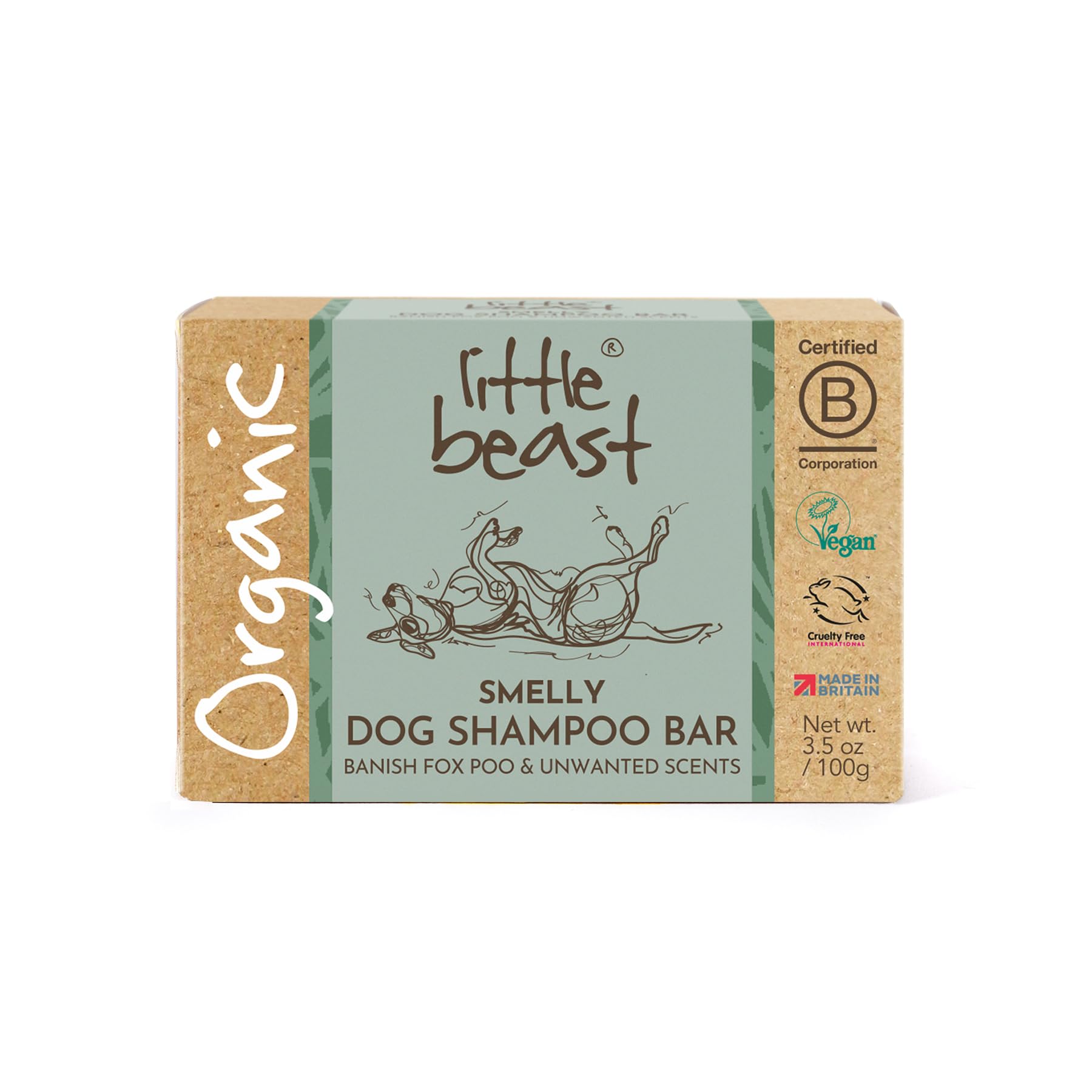 Little Beast Smelly Dog Shampoo Bar | Odour Control with Charcoal & Zinc Oxide | Vegan, Cruelty-Free, No SLS or Parabens | Fresh-Smelling Pet Shampoo Bar | 100g