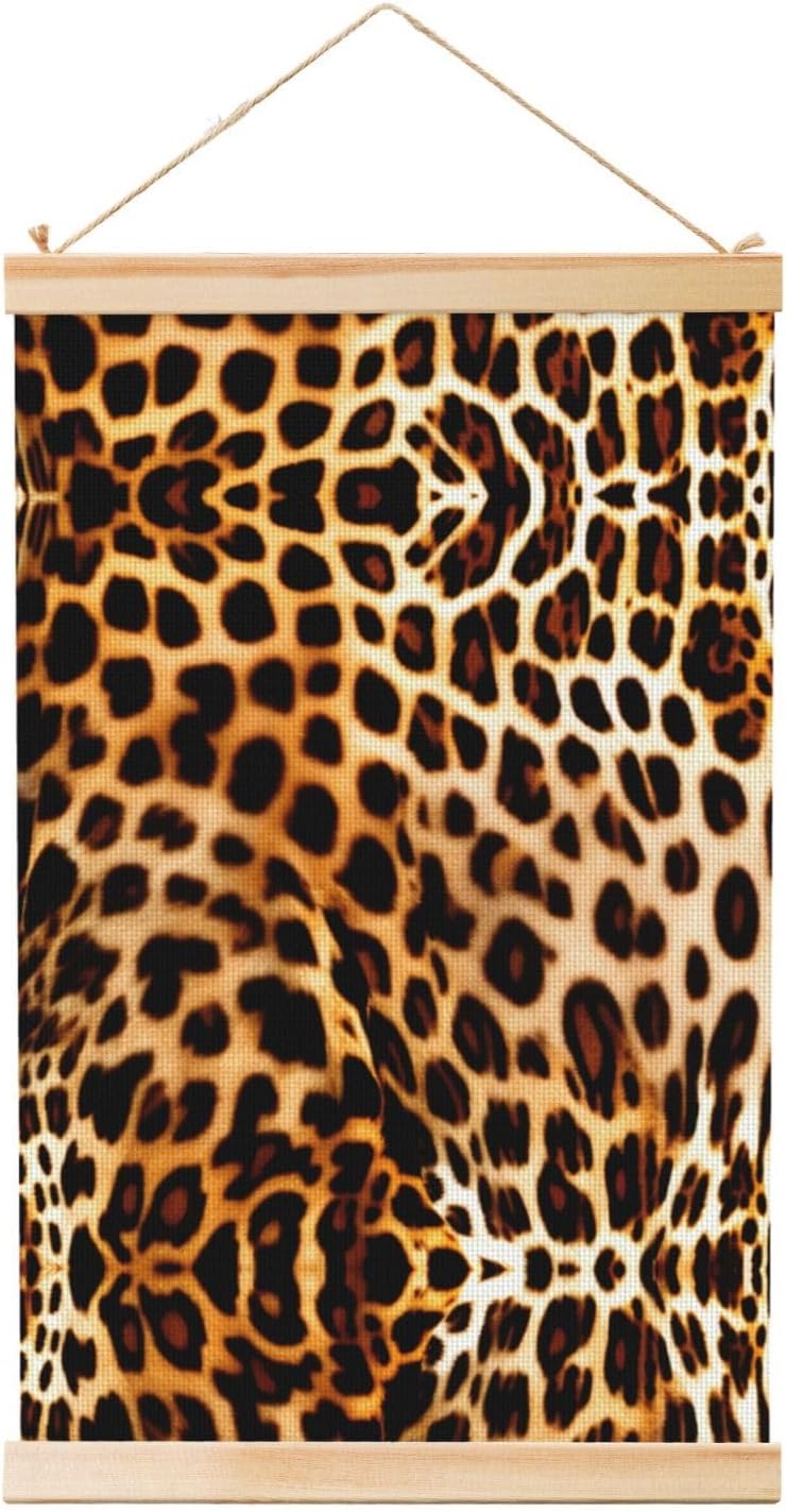 Leopard Animal Print Print Poster Hanger,Hanging Poster, Poster Frame,Wood Poster Hanger, For Wall Hanging
