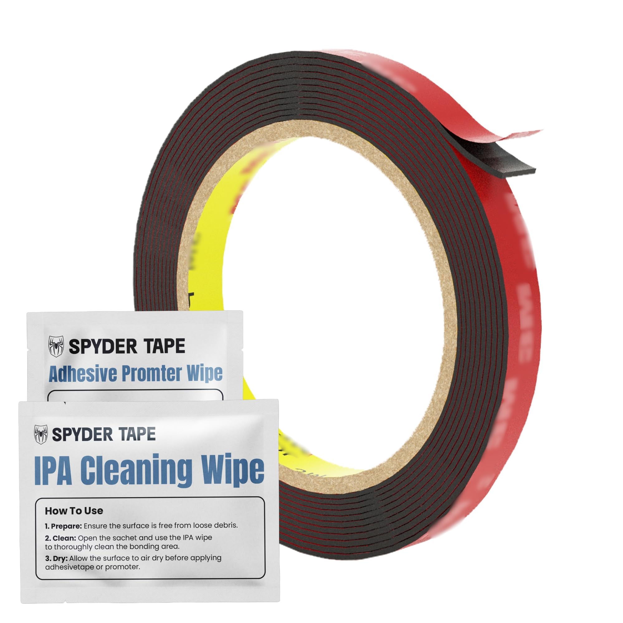 Spyder Tape4218P Automotive Double Sided Tape 10mm x 3m - Waterproof Heavy Duty Mounting Tape with Dual Adhesive Technology - Strong Bond for Curved Surfaces, Trims & LED Strips