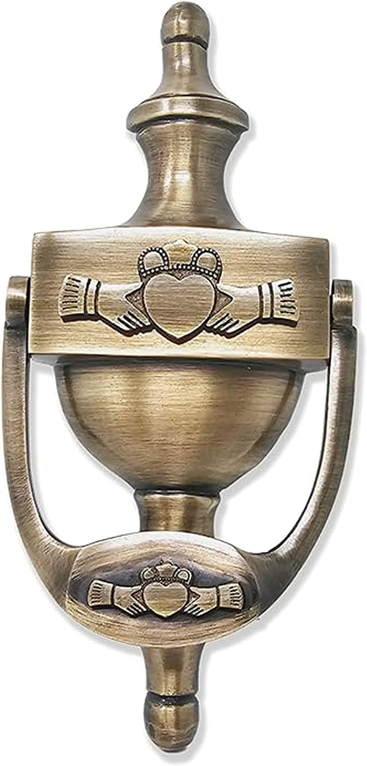 Claddagh Door Knocker for Front Door Celtic Brass Knocker Welcome Gift for Home 8'' (Antique Brass)