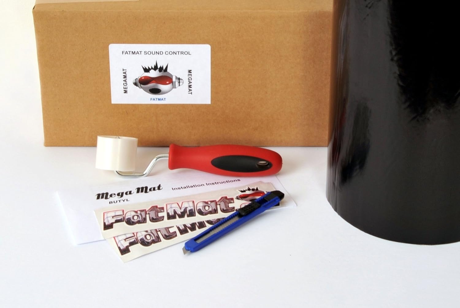FatMat Self-Adhesive Black Butyl MegaMat Sound Deadener Bulk Pack with Install Kit - 50 Sq Ft x 70 mil Thick