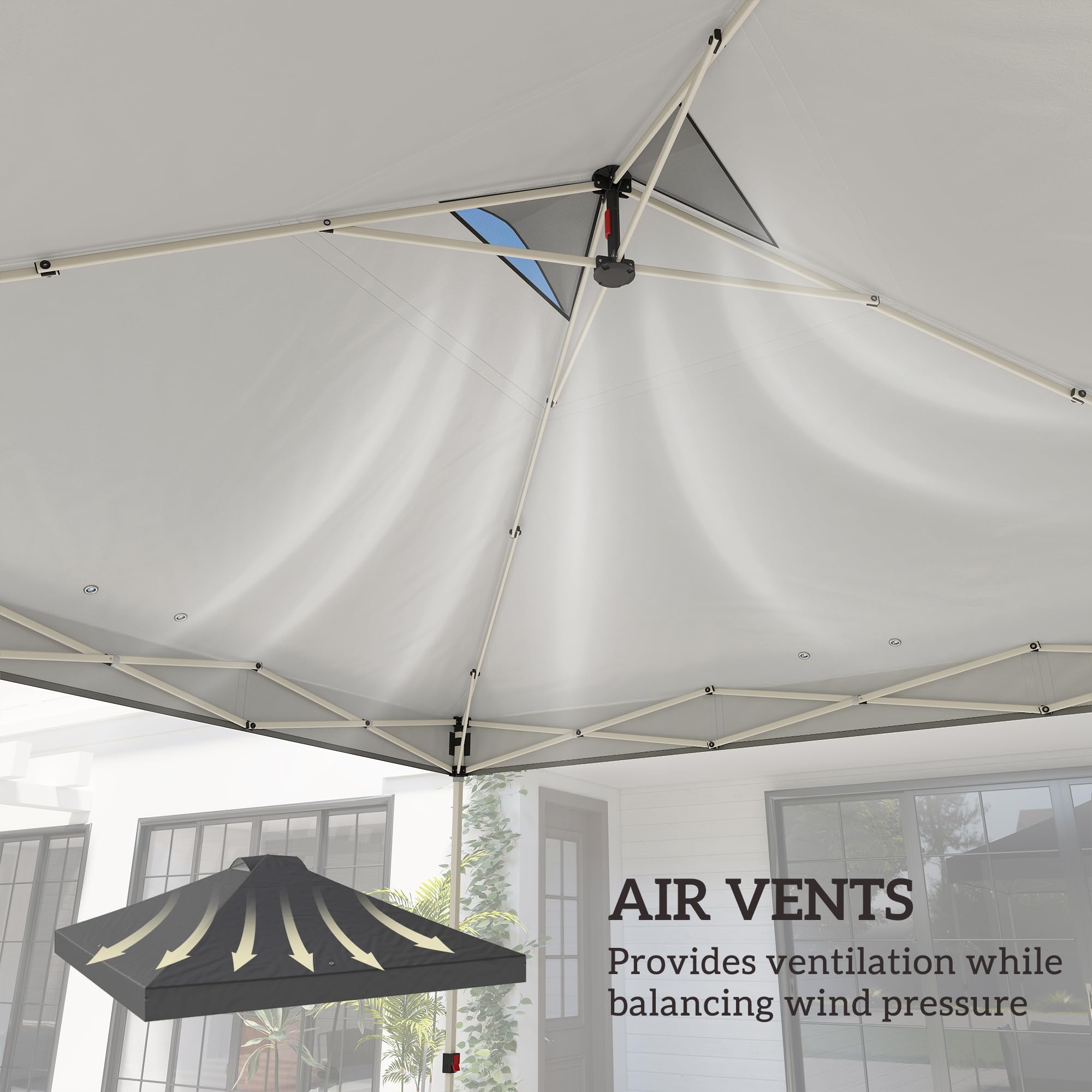 Outsunny 3 x 3(m) Pop Up Gazebo Canopy Replacement Cover with 8 Drainage Holes and Double Vents, UV50+ Waterproof Canopy Cover Replacement Top, Dark Grey — view 5