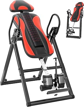 YOLEO ITX360 Inversion Table for Back Pain 2025 Foldable Inversion Table w/ Removable Lumbar Pad, Reversible Ankle Holders, Easy Assembly