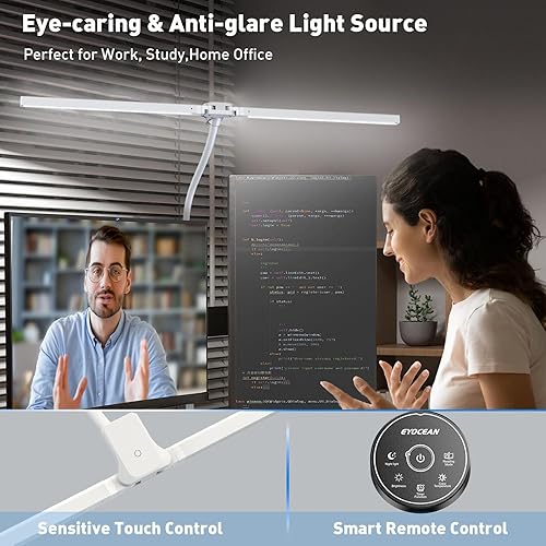 Miniatura 3 de Lámpara de escritorio con abrazadera, lámpara de escritorio LED de 31.5 pulgadas para oficina en casa, luz de escritorio de doble cabezal de 24 W,