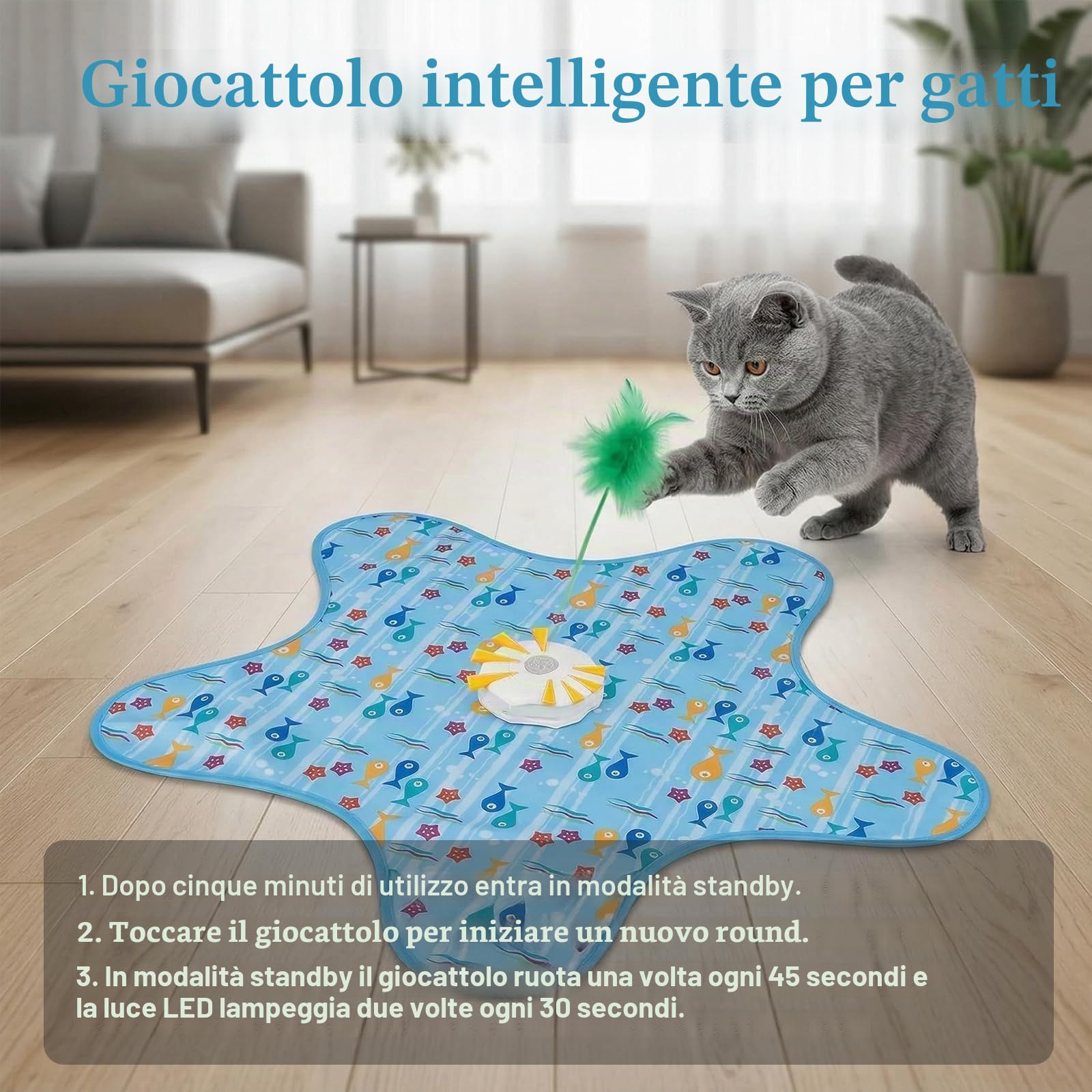 Interaktives Katzenspielzeug Selbstbeschäftigung, Katzenspielzeug Elektrisch mit Versteckspiel, Beweglicher Feder Quietschender Maus, Interaktive Intelligenti Katzenspielzeug USB Wiederaufladbar für