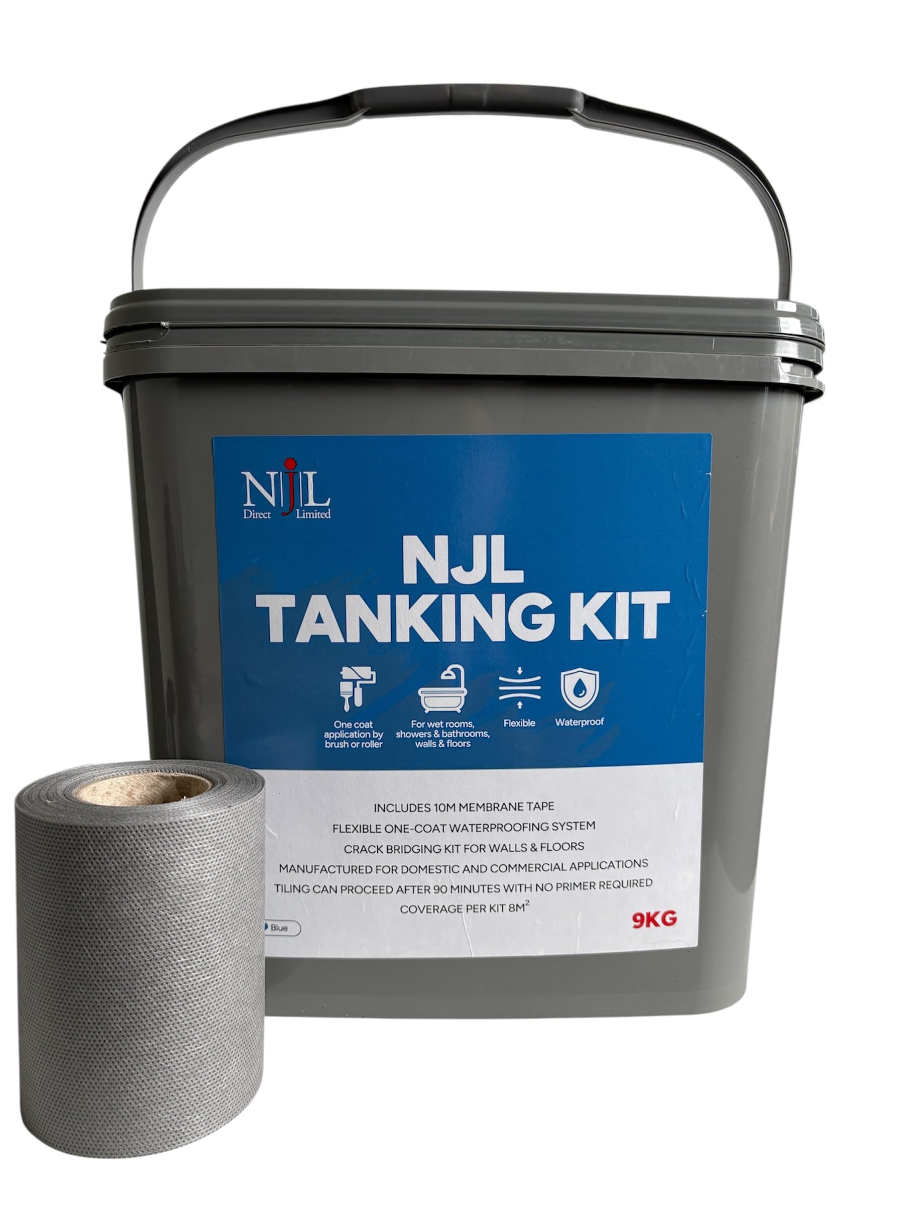 Njl Waterproofing Tanking Kit One-Coat System for Wetrooms, Showers, Bathrooms, Kitchens, Flexible, Suitable for under floor heating 9kg