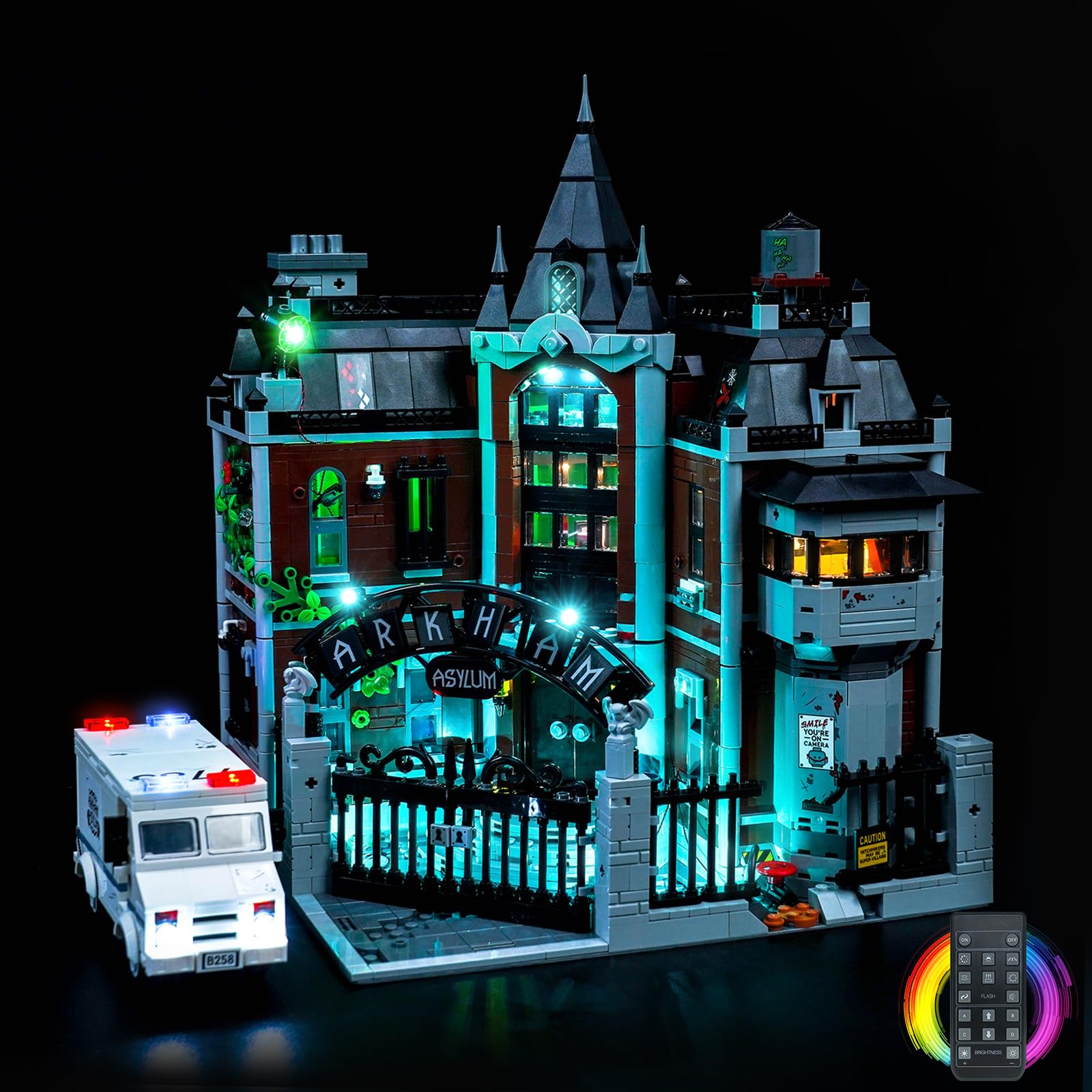LocoLee Customized RC Version Led Light Set Compatible with Lego 76300 Arkham Asylum Led Decoration Lighting Kit Compatible with Lego 76300 Building Blocks Model,Only Lights Set,No Model