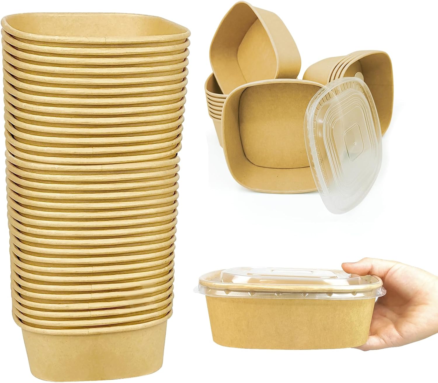 S. Dawezo 42 Oz (50 Pack) Large Food Containers Disposable