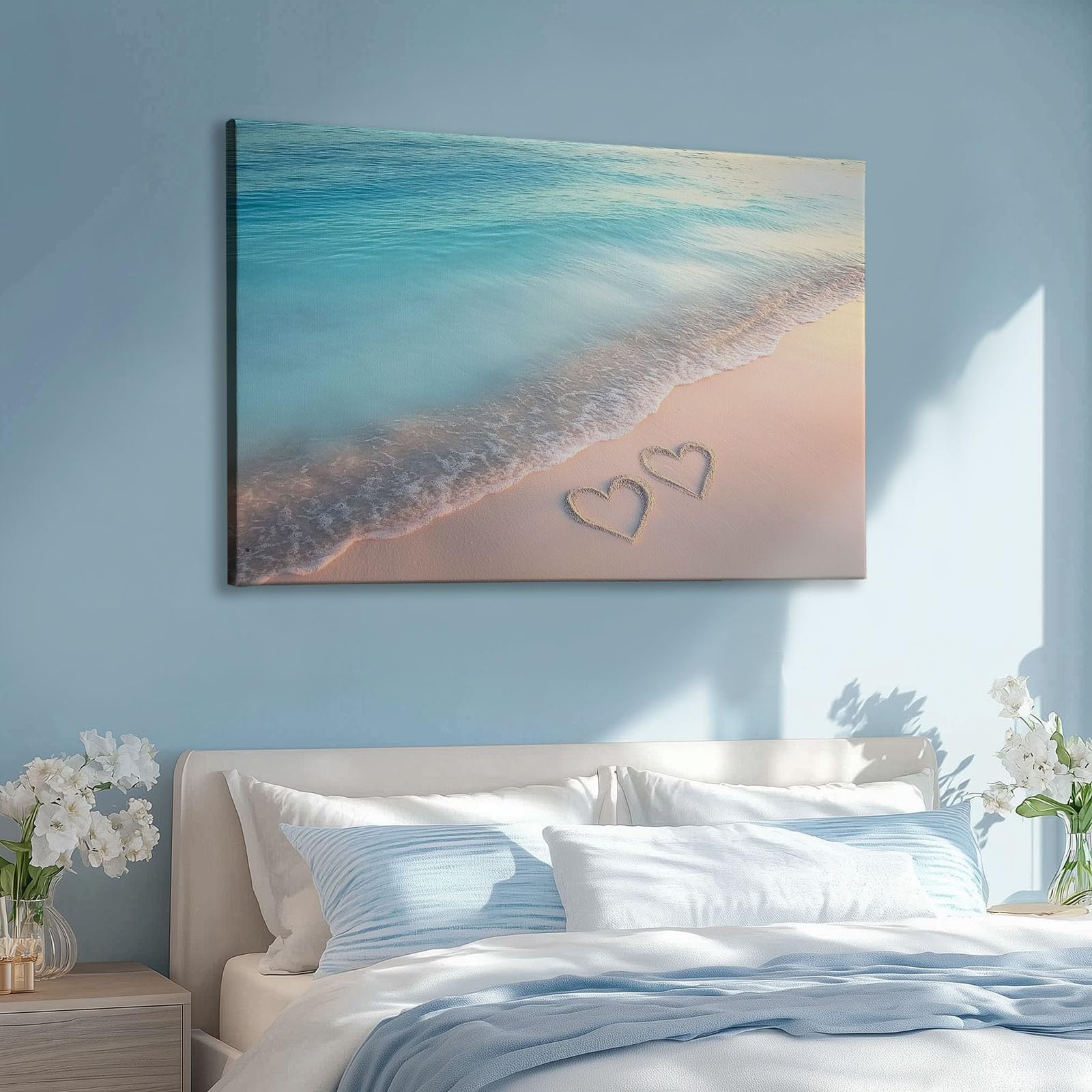 Genérico Cuadros En Lienzo Amor De Playa Azul Cuadros Decoracion Pared Modernos Para Salón Dormitorio Comedor Oficina Sin Marco