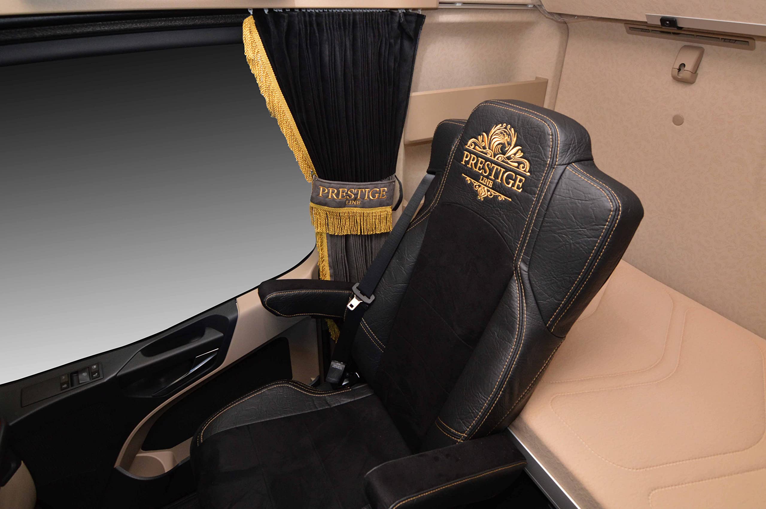 Coprisedili per Camion in MERCEDES ACTROS MP 4 dal 2011, MP 5 dal 2019 Sedile Passeggero, non Molleggiato Nero - Set coprisedile Resistente, Elegante e Facile da Montare