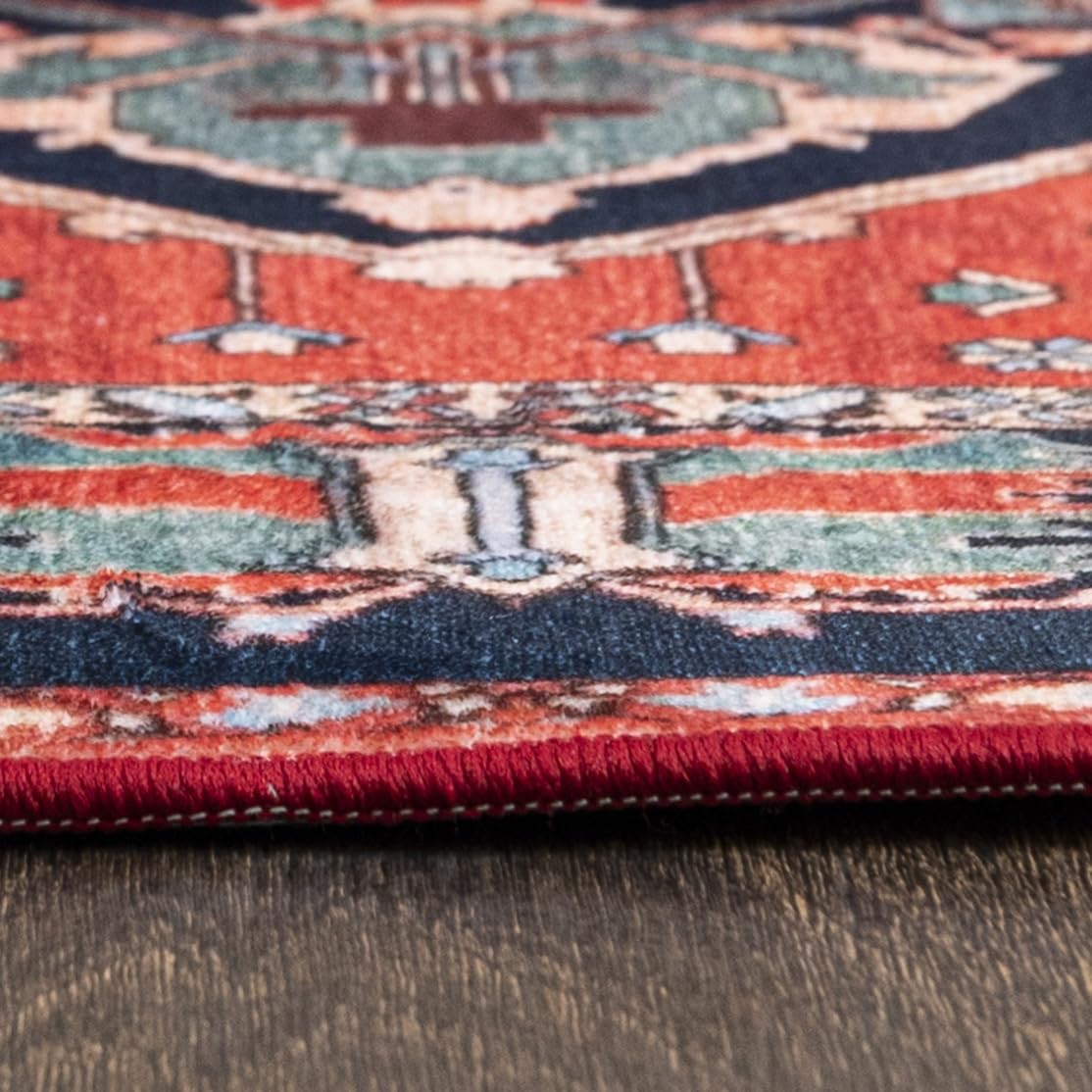 Mazovia Teppich Orientalisch Vintage - Waschbar rutschfest - Weich Traditioneller Teppich für Wohnzimmer Orientteppich - Fußbodenheizung geeignet - Rot Burgunderrot 200 x 300 cm