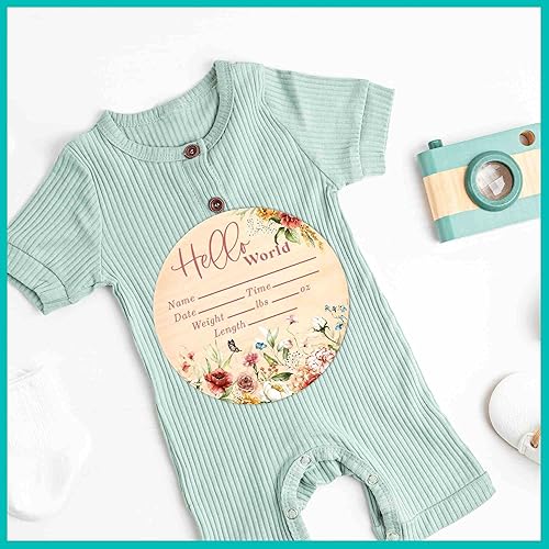 Miniatura 43 de Letrero de estadísticas de nacimiento para recién nacido, anuncio de nombre de bebé, accesorio de fotografía de Hello World Elephant Hospital