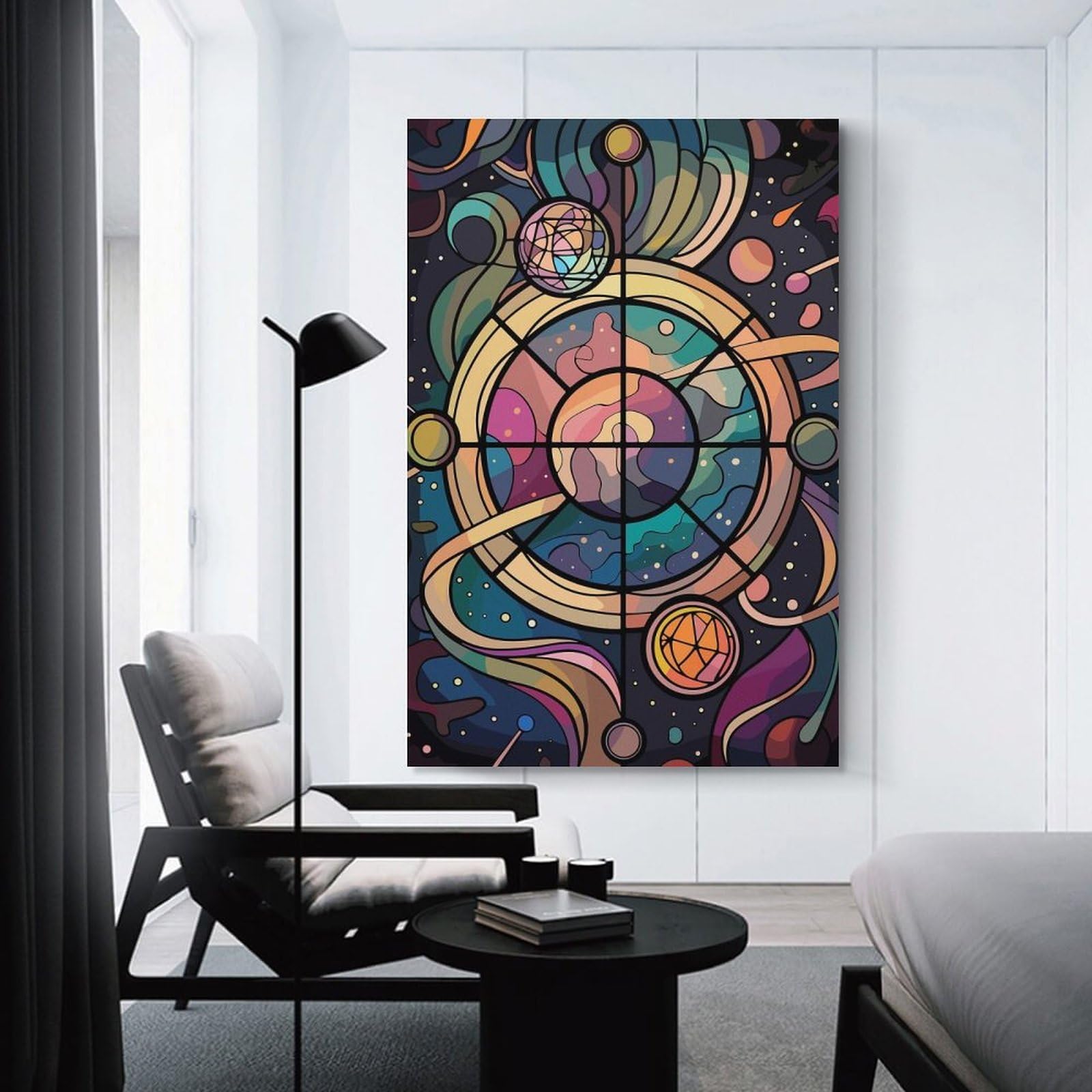 Junmoney Cosmic Stained Glass Art Home Decor Wall Art, 20x30inch(50x75cm), for Home, Office, Studio Or Guest Room, An Adaptable Decor Piece for Home Use