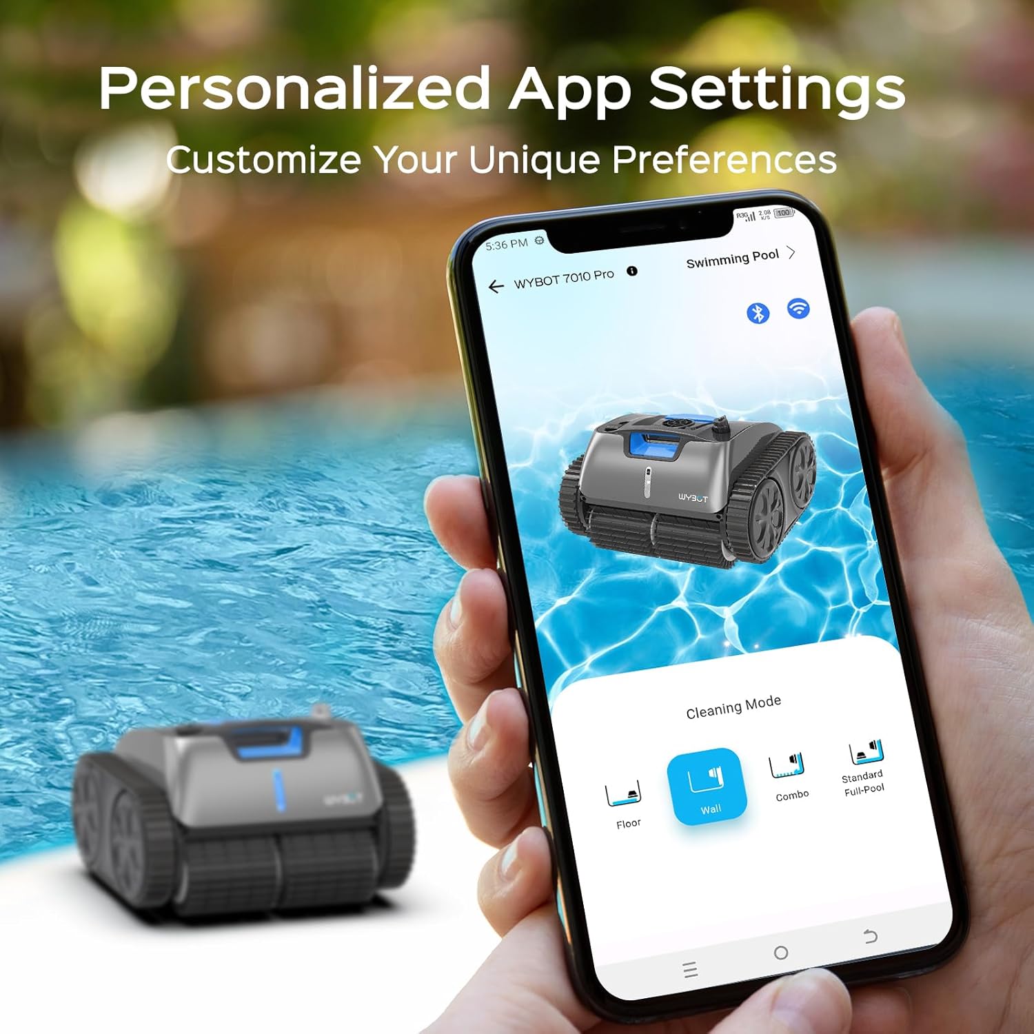 WYBOT C1 Pro Robotic Pool Cleaner with APP, Manual Mode Switching & Wall Climbing, 65W Suction Power, 150 Mins, 1614 sq.ft, Intelligent Route Planning, Pool Vacuum for Inground Pools