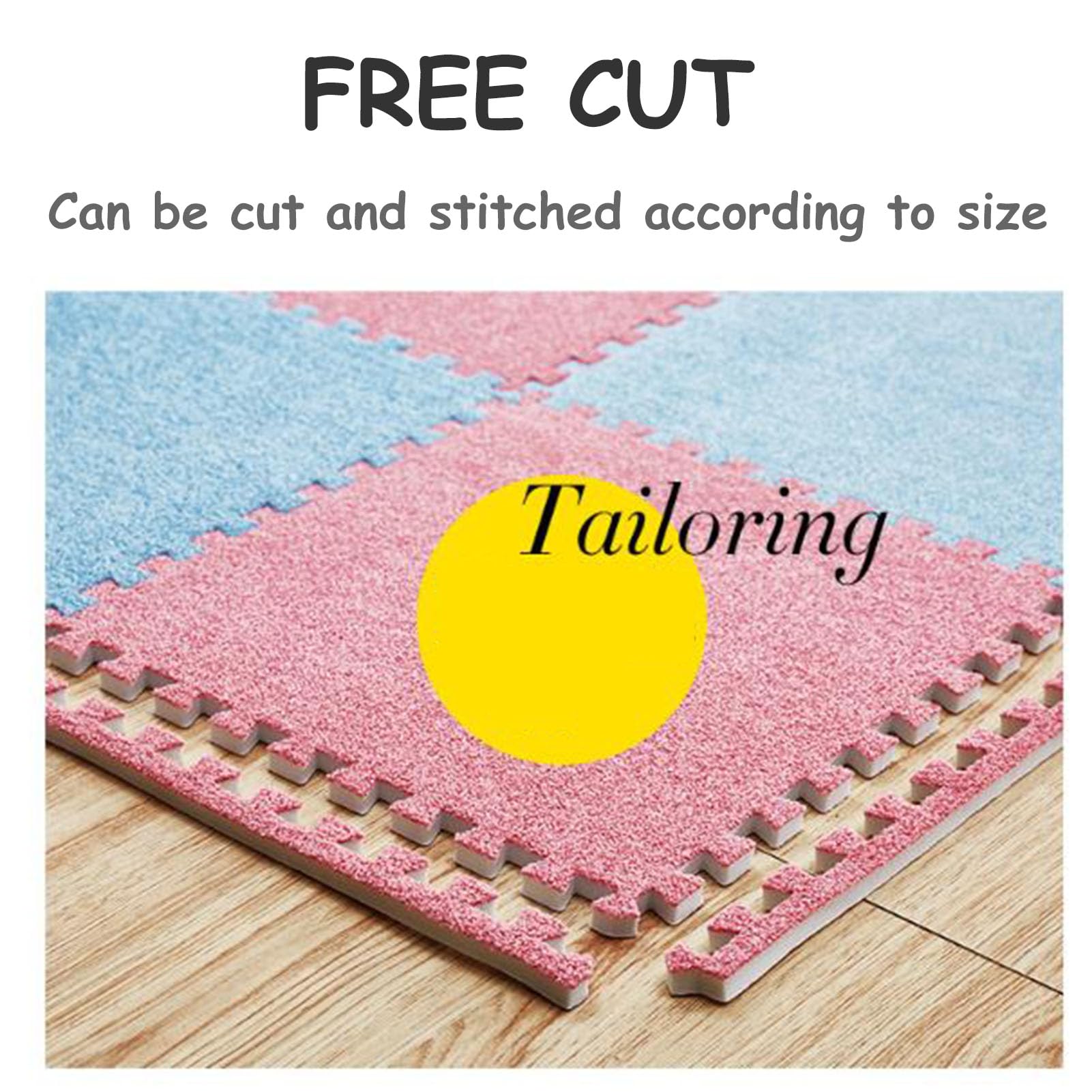 Splice Interlocking Carpet 9 Pezzi Tappetini Puzzle in Schiuma Corti, Tappeti in Piastrelle di Schiuma Interbloccanti Morbidi e Antiscivolo, Tappeti per Interni in Schium,Pink-One Size