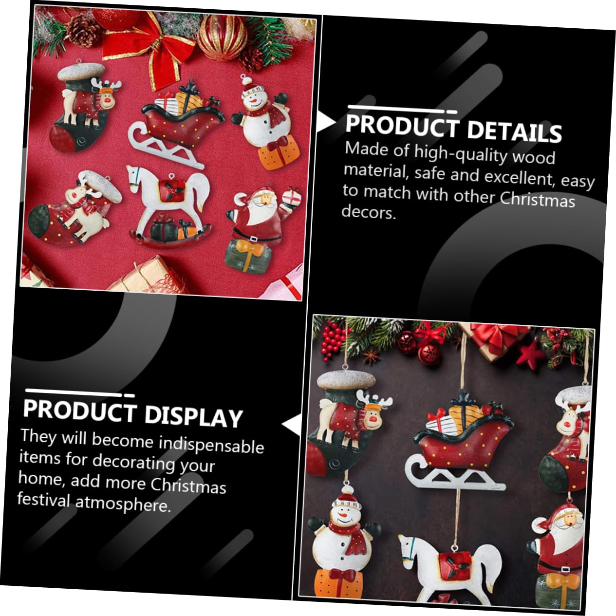 TOPBATHY 2 Sätze Weihnachtsschmuck Anhänger Weihnachts Figuren Weihnachtsfigur Weihnachtsbaum Hängende Verzierung Hängende Weihnachtsverzierung Aus Holz Hölzern Colorful 12 Stück * 2