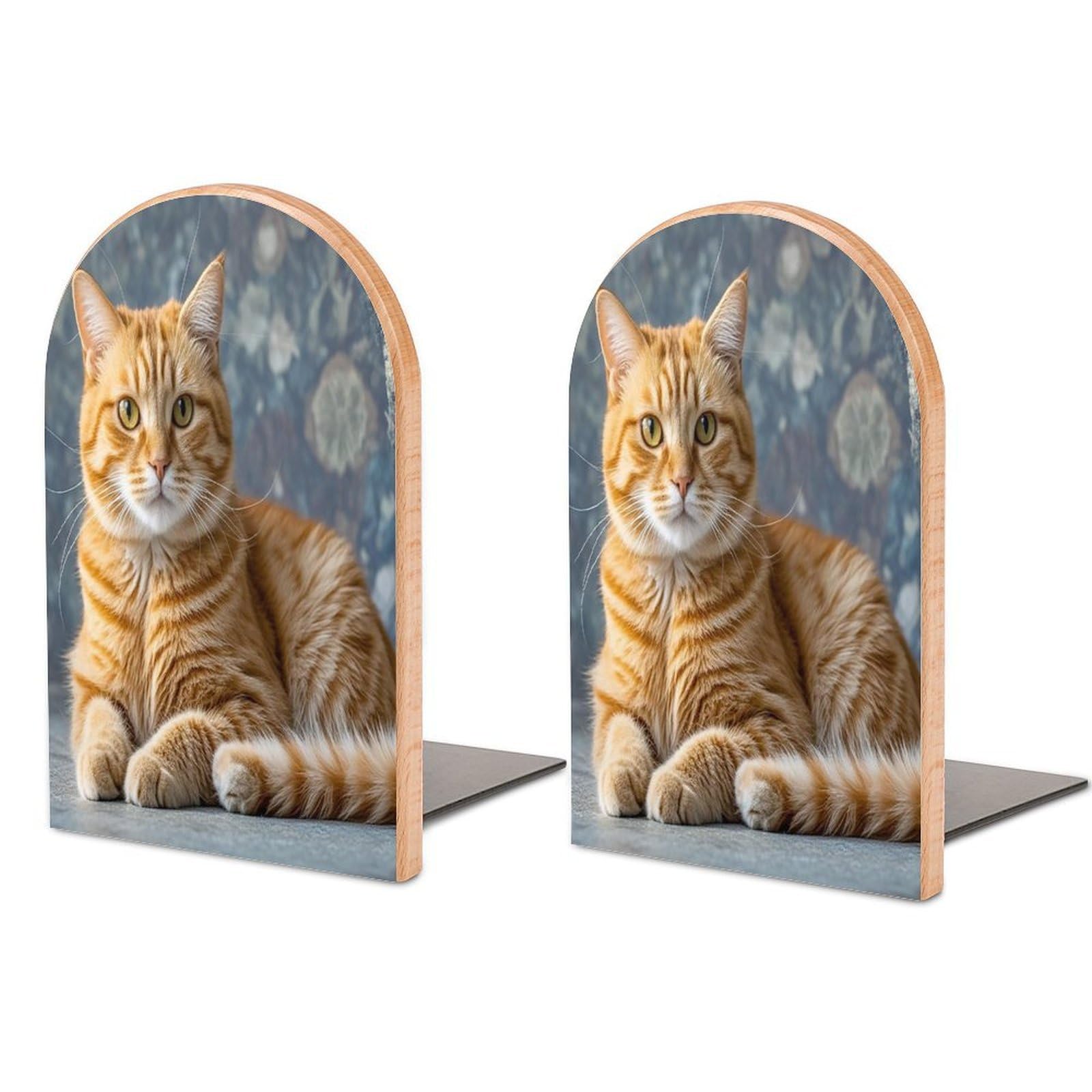 Cat Bookend for Shelves Unique Book End Sturdy Books Holder Heavy Duty Wooden Bookends Support Non-Slip Book Organizers Decorative Modern Bookend Holder for Home