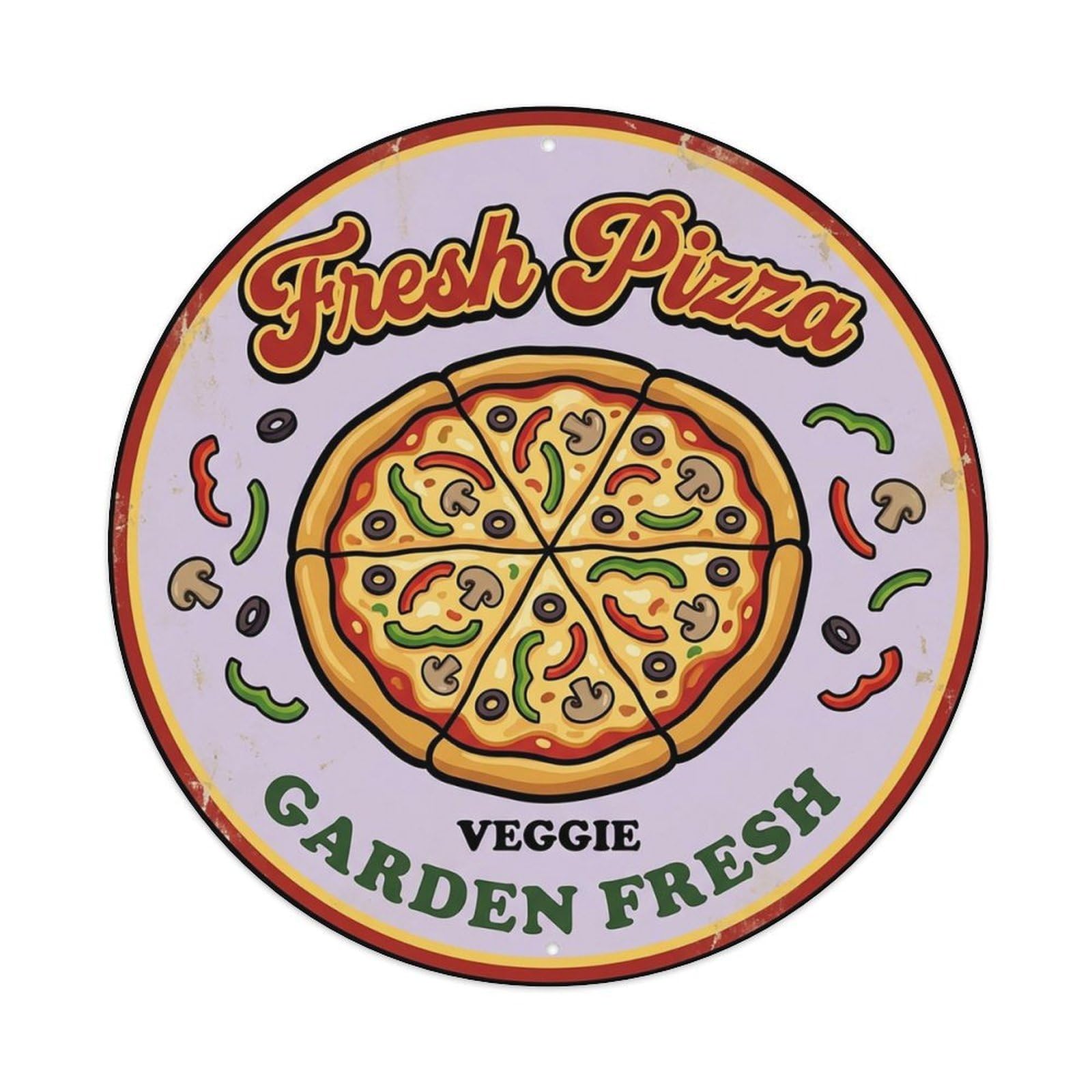 Cwbufd Vintage Style Vintage Pizza Slice Italian Traditional Cuisine Pepper Vintage Metal Tin Sign Plaque Wall Decor For Cafe, Club Bar, Office, Garden Metal Poster 8X8inch