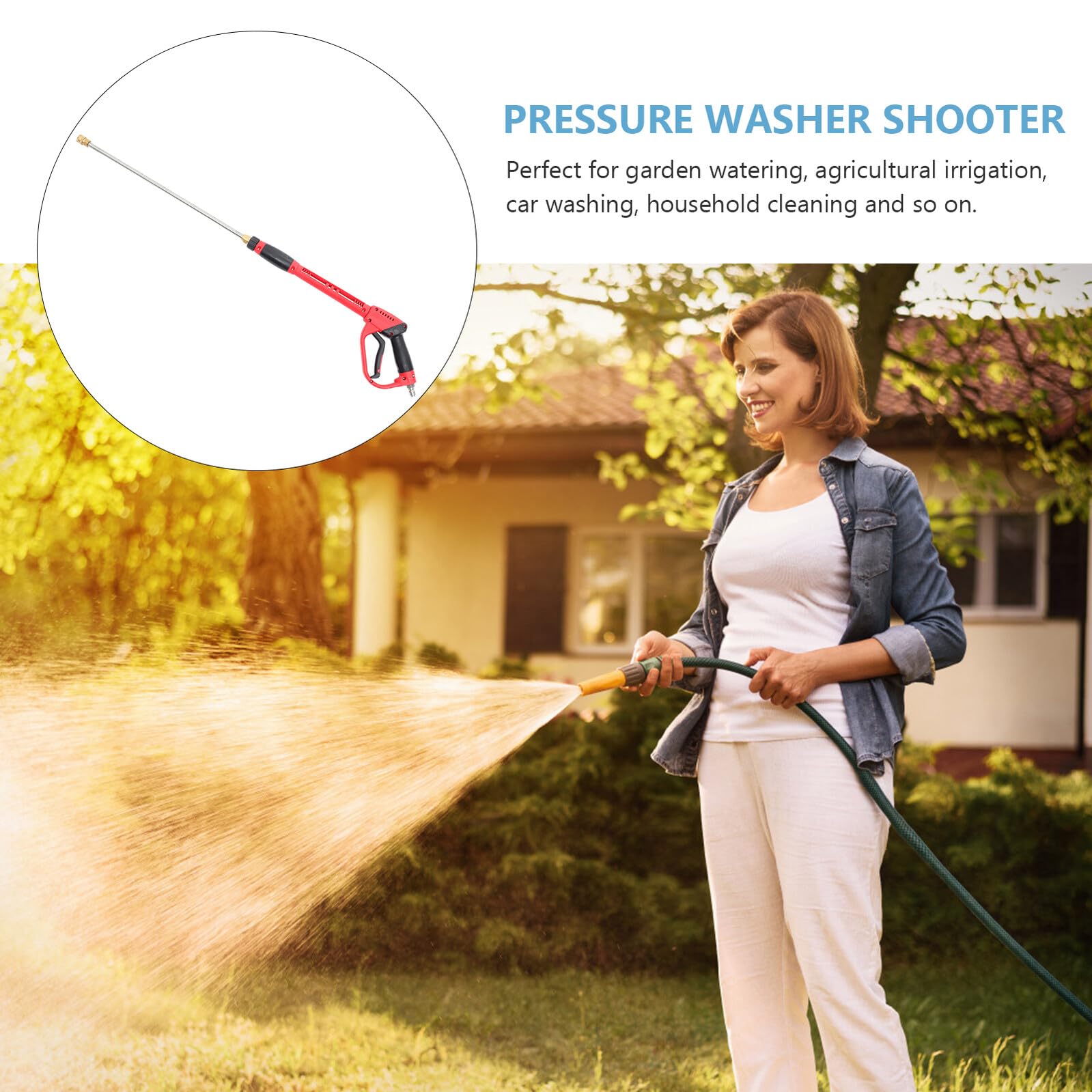 Artibetter Lanza de Alta Presión para Lavadora con Extensión Resistente y Compatible con Limpiadoras Eléctricas Gasolina Herramienta de Limpieza para Coche y Jardín PSI Conexión Color Rojo