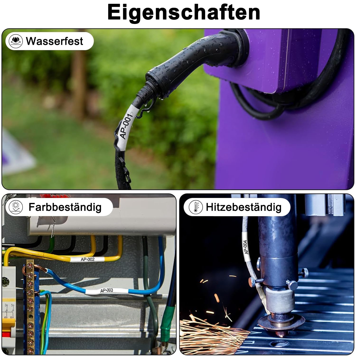 50er-Pack Ersatz für 5,8 mm HSE-211 Schwarz auf Weiß Kompatibel Ptouch