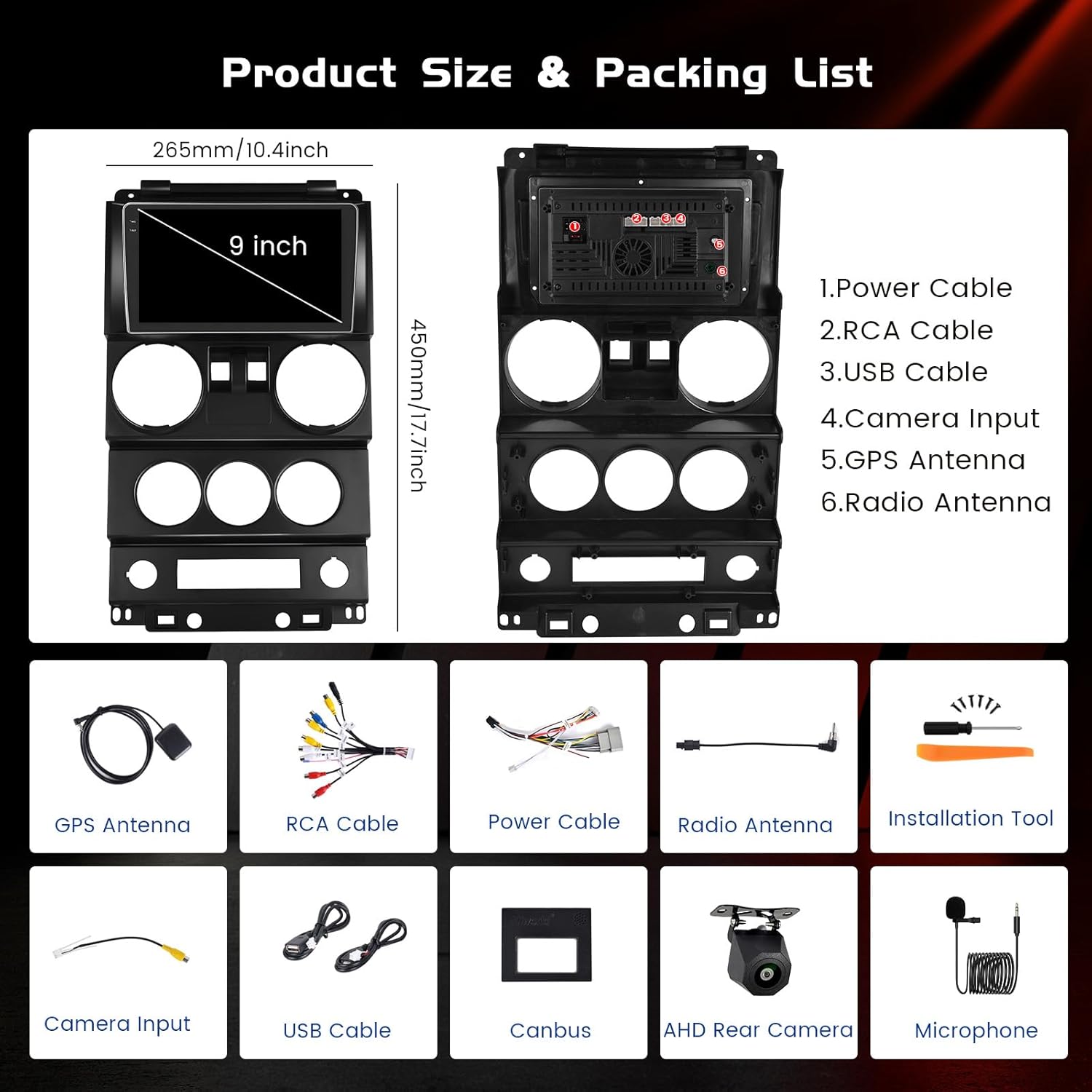 4+128GB Android 15 Car Radio for Jeep Wrangler (2 Doors) 2008-2010 Wireless Carplay Android Auto, Realdio 9" in-Cell Touch Screen Car Stereo for Wranglewith WiFi Bluetooth GPS FM/RDS EQ Backup Camera
