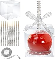 Vista 13 de MGWOTH Cajas de manzana de caramelo con agujero para palos brillantes, juego de 20 cajas de caramelo con kit de envoltorio para manzanas con Dorado