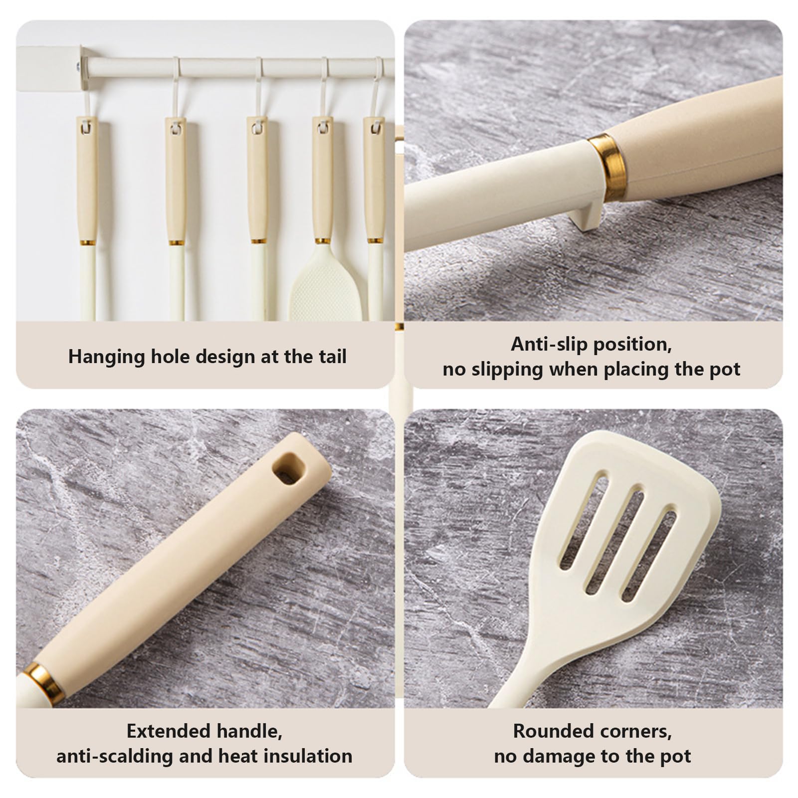Ensemble d'ustensiles de cuisine en silicone, 5 spatules de cuisine antiadhésives résistantes à la chaleur, sans BPA, passent au lave-vaisselle