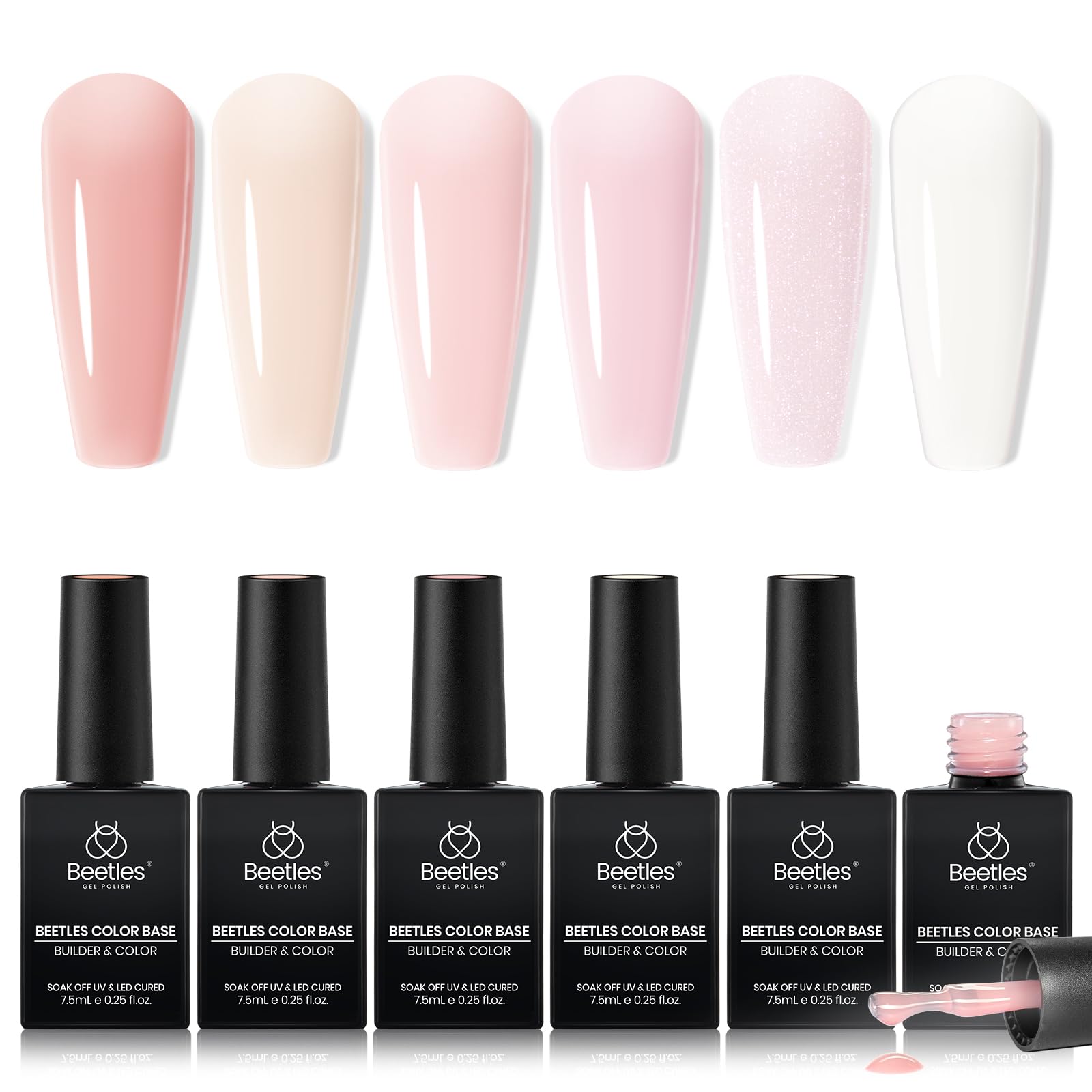 Set of 6 Colour Base Coat Porcelain Pink