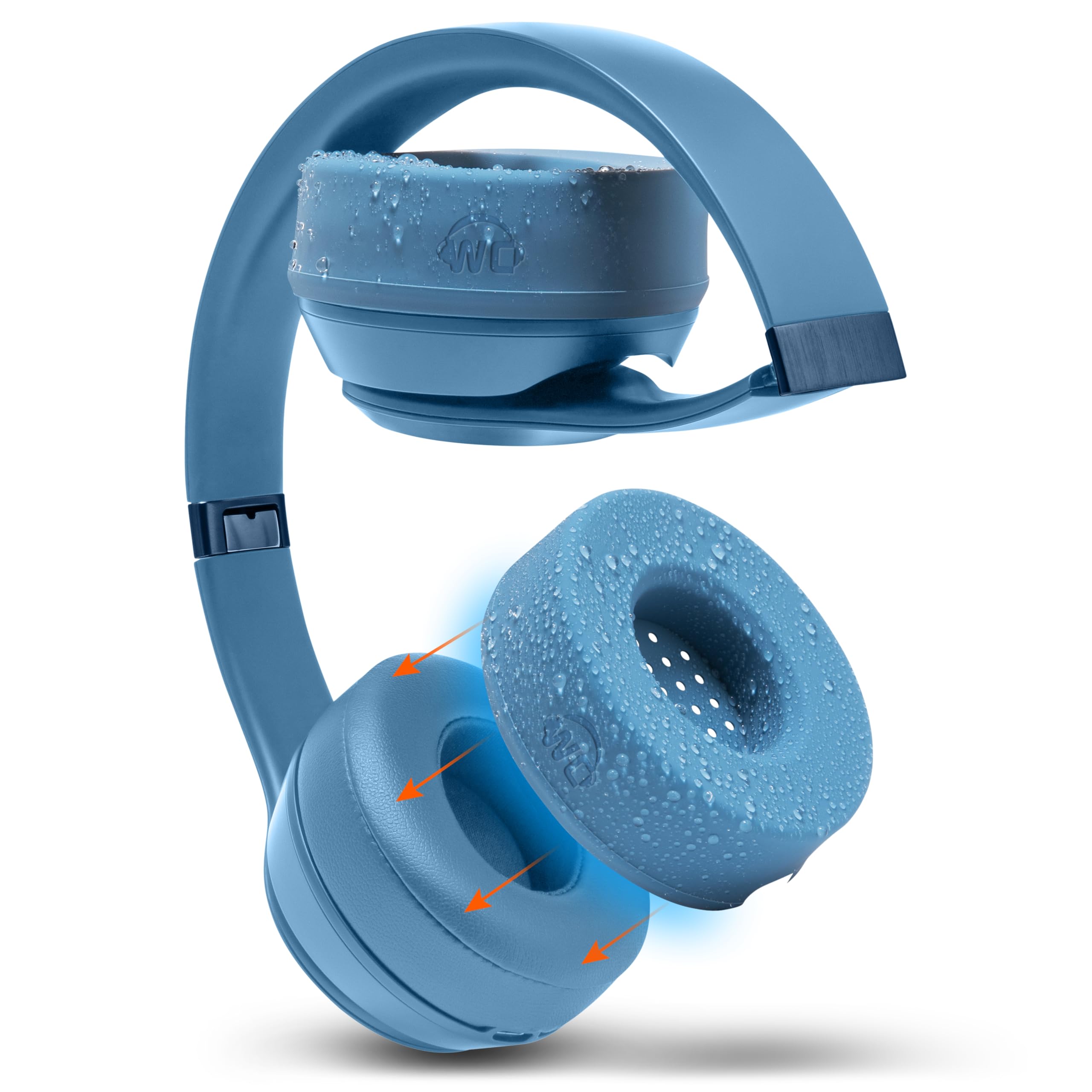 WC SweatZ Solo - Patented Earpad Sweat Covers for Beats Solo 4, Solo 3 & Solo 2, Made by Wicked Cushions | Sweatproof & Machine Washable | Blue Slate