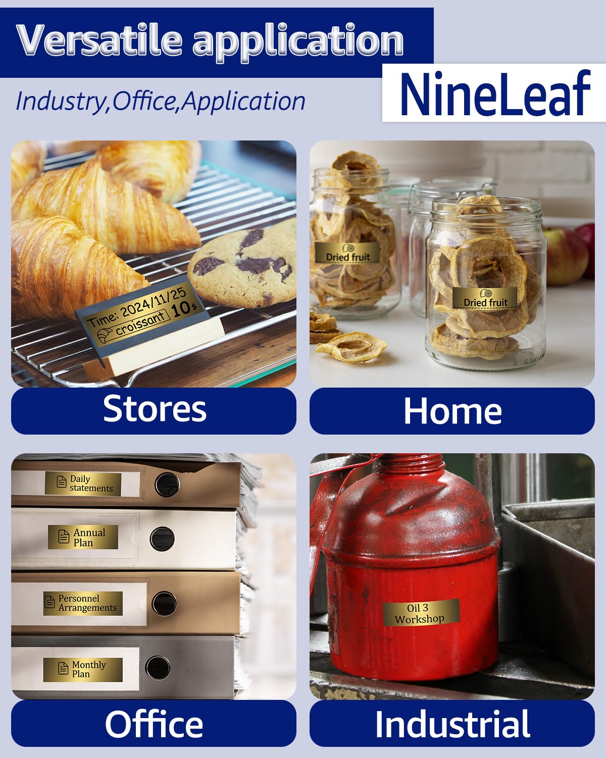 NineLeaf 8x TZe‑851 TZe TZ Etikettenband Kompatibel mit Brother P‑Touch TZe851 TZ‑851 AZe851 24 mm x 8 m Bänder Laminiertes Schwarz auf Gold Schriftband für Brother P touch PT‑P700 E550W H500LI