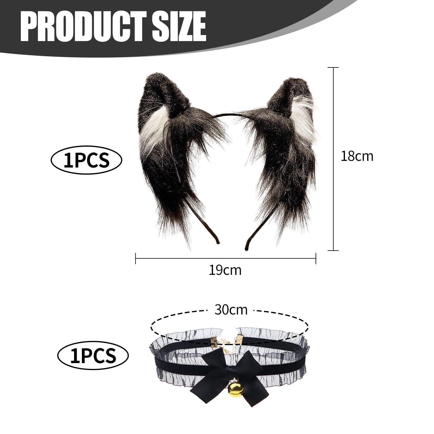 HINFHI 1 Piece Cat Ear Headband, 1 Piece Bow Bell Collar, Creative Personality, Women'S Role-Playing Props, Costume Accessories - Image 2