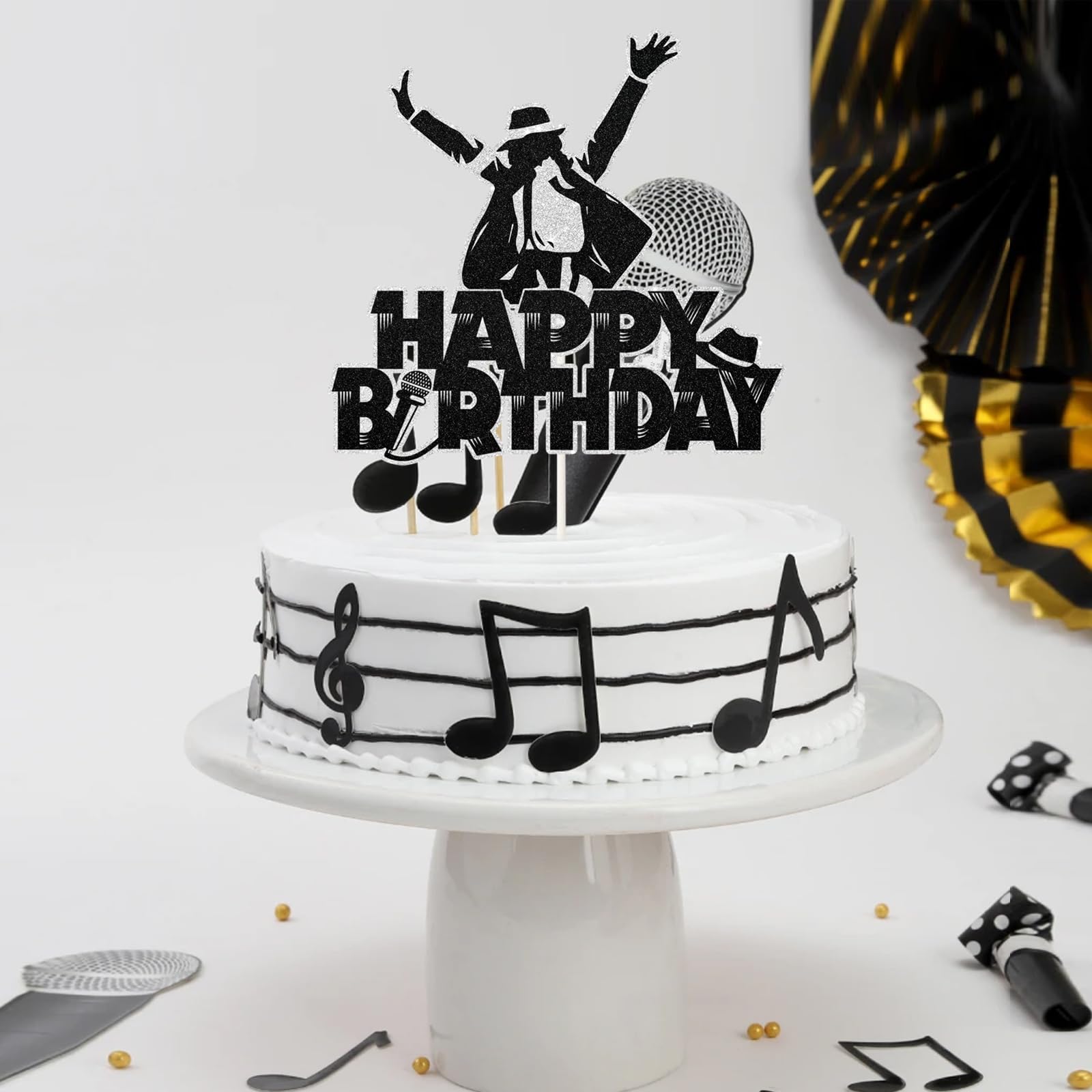 Decorazioni Torta Compleanno Michael Jackson - Set 7 Topper + Collana Theme King Of Pop - Foto 9