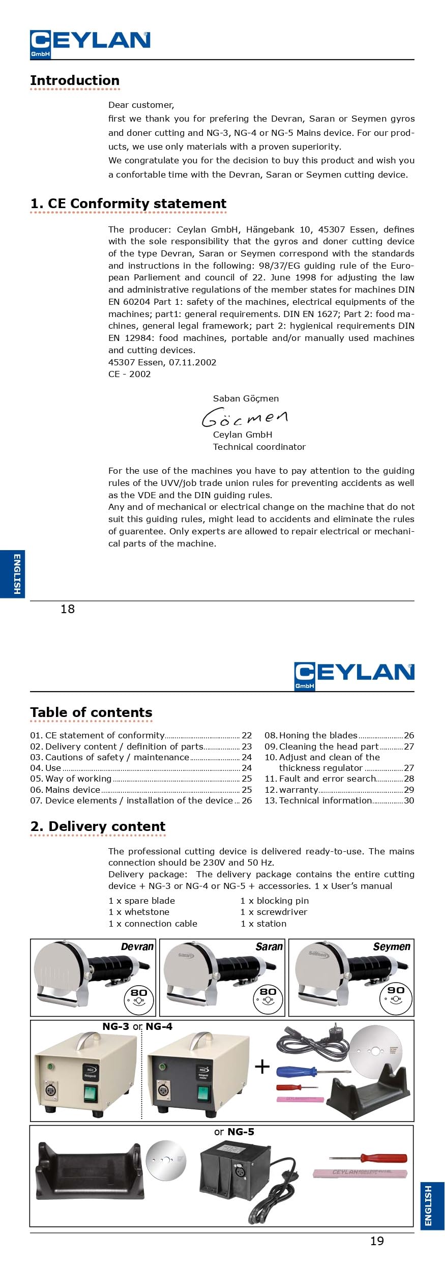 Ceylan Devran NG5 Elektrischer Dönerschneider Ø 80 mm/Eelektromesser Gyrossschneider