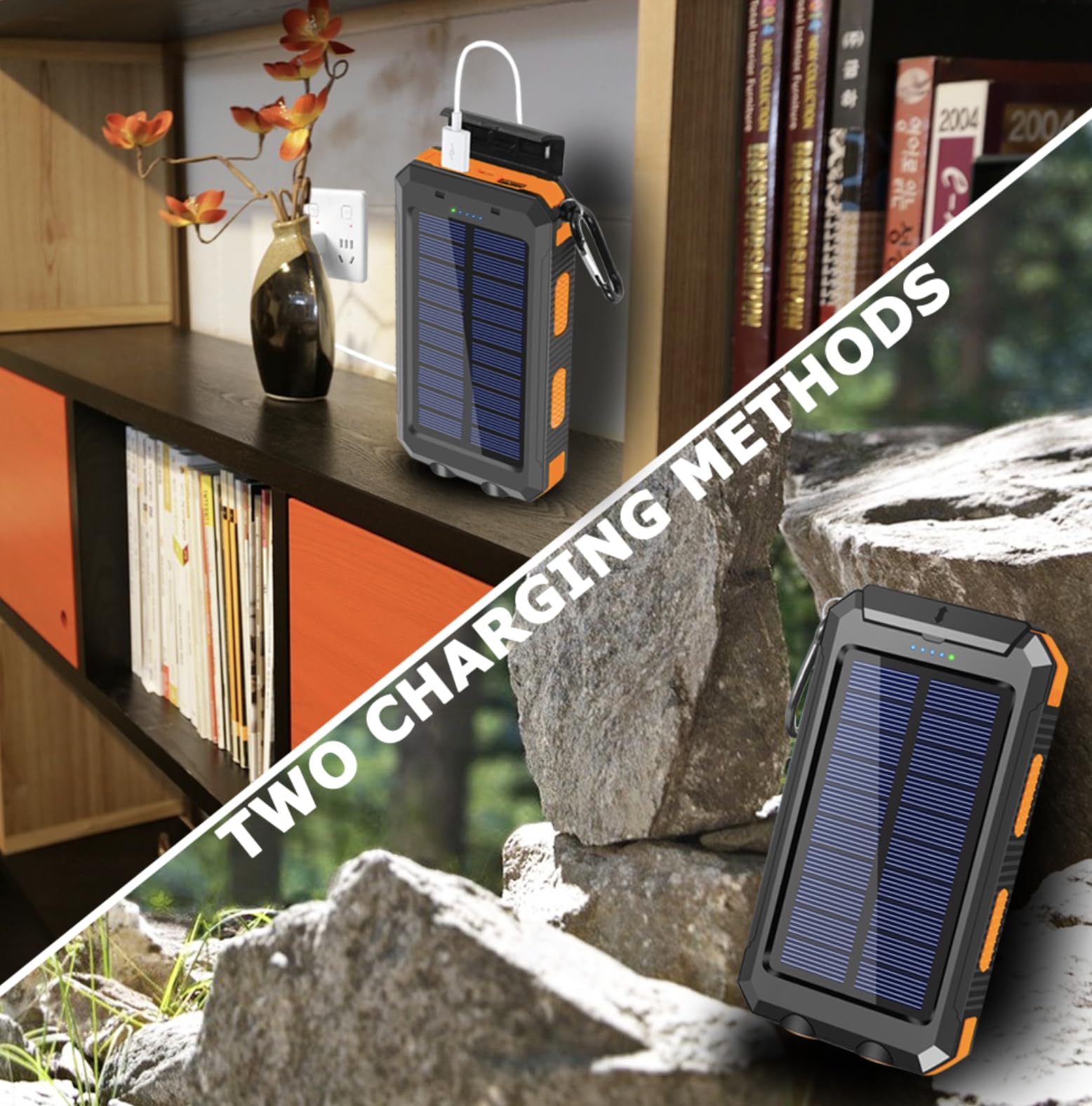 Power Bank Solar 20000 mAh - Caricatore portatile 3 in 1 impermeabile e resistente - Ricarica rapida USB e USB-C con torcia - Batteria esterna per iPhone, Samsung - Camping, Outdoor e Emergenze