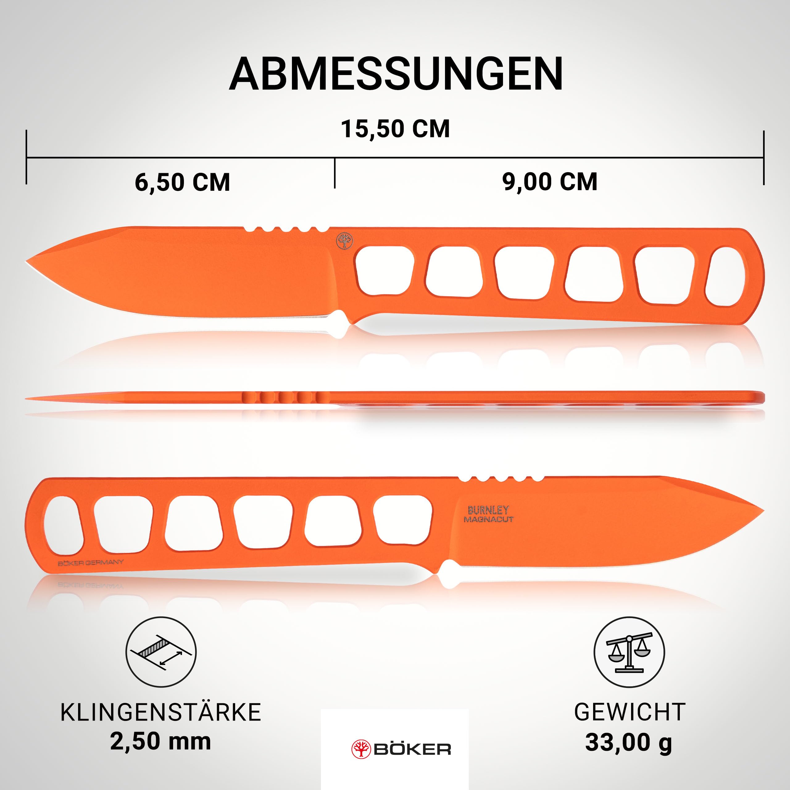BÖKER GERMANY® BFF Packlite All Orange - ultraleichtes 42a konformes Neck Knife mit MagnaCut Klinge - feststehendes Jagdmesser in Signalorange mit Kydex-Scheide & Kugelkette für Revier & Outdoor