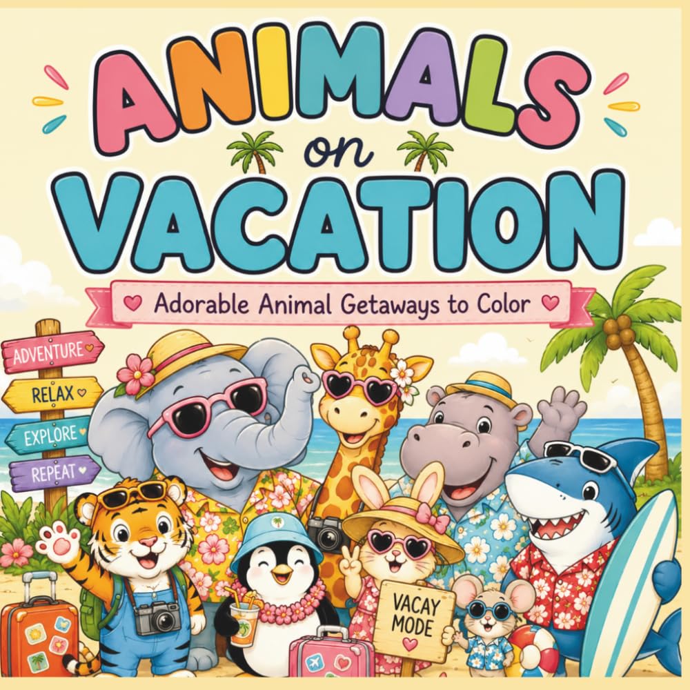 Animals On Vacation: Adorable Animal Getaways to Color