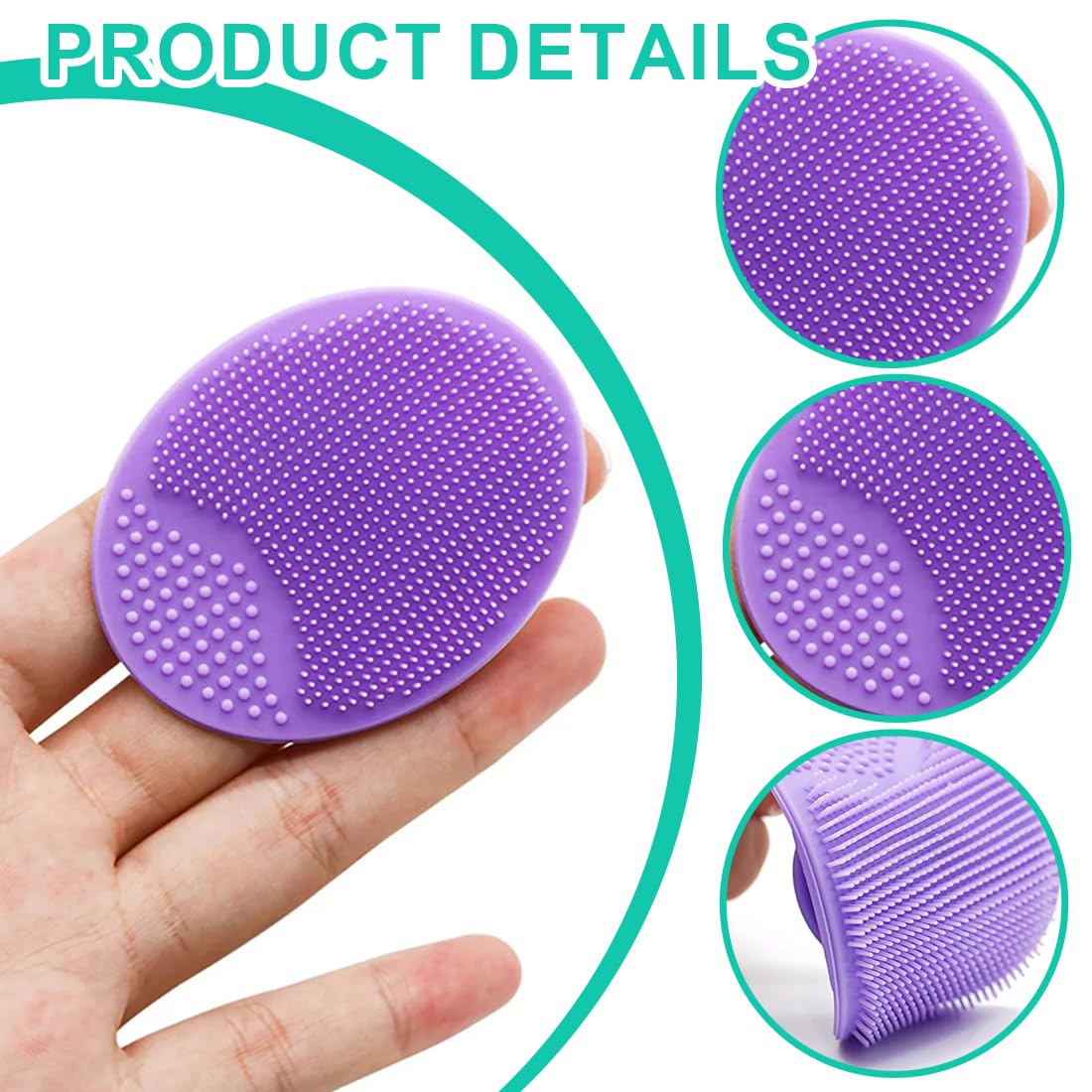 Cepillo de Limpieza Facial de Silicona Suave 2 Pcs para Exfoliante de Poros Rosa Violeta