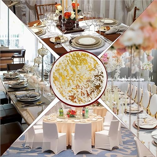 Miniatura 5 de 100 manteles individuales desechables dorados, manteles individuales redondos prensados de 13 pulgadas, manteles individuales metálicos para