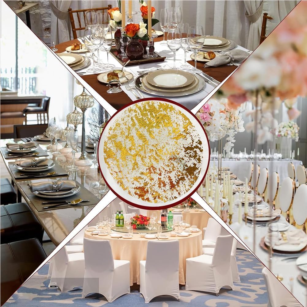 Manteles individuales desechables dorados de 13 pulgadas de lámina dorada metálica prensada para decoración del hogar, mesa de comedor, boda, fiesta de cumpleaños (100, dorado)