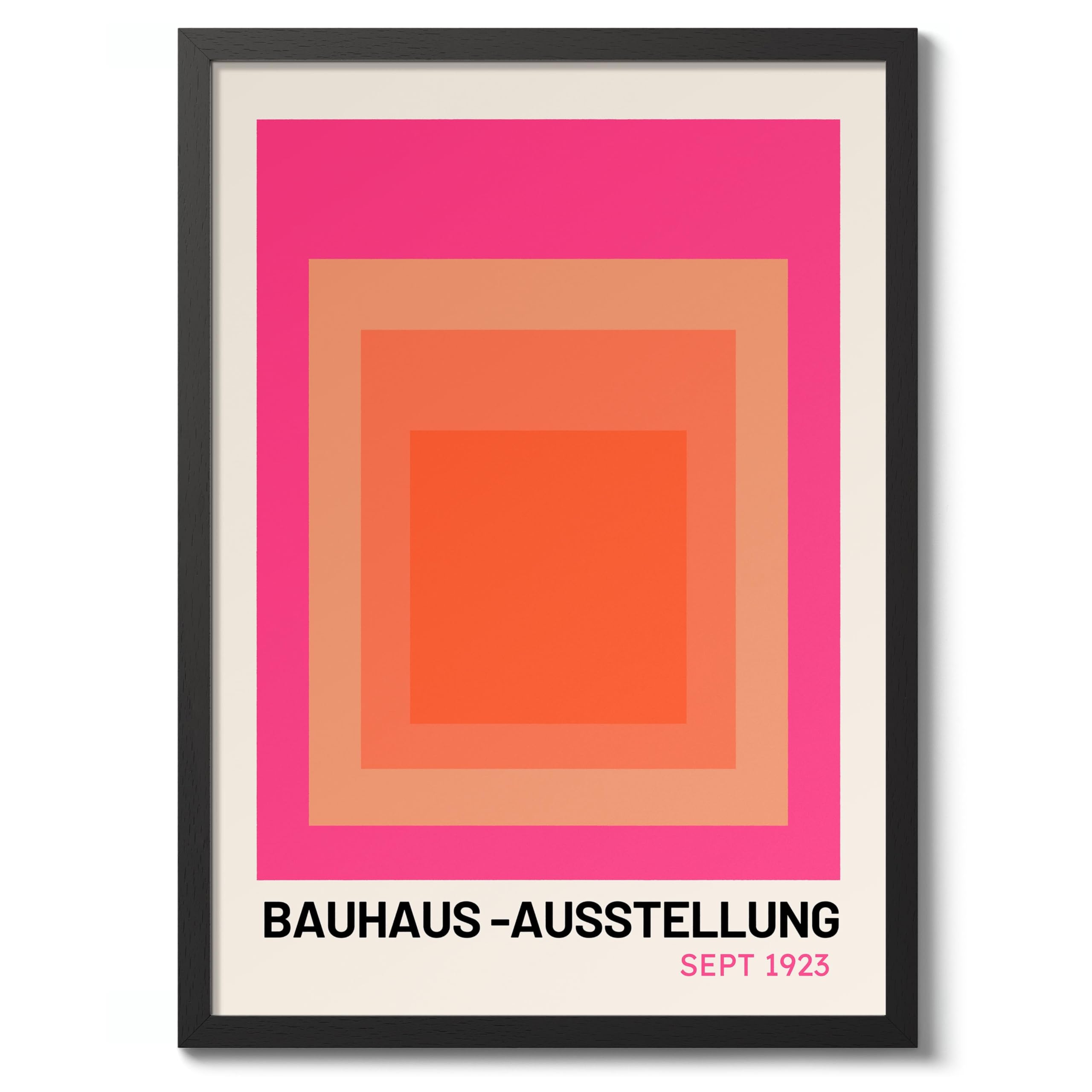 Rectangular Sunset Bauhaus Poster Mid Century Modern Wall Decor Print, Abstract Geometric Wall Art Boho Abstract Artwork Architecture, Archival Matte, A4 (Black Frame) - 29.7x21cm