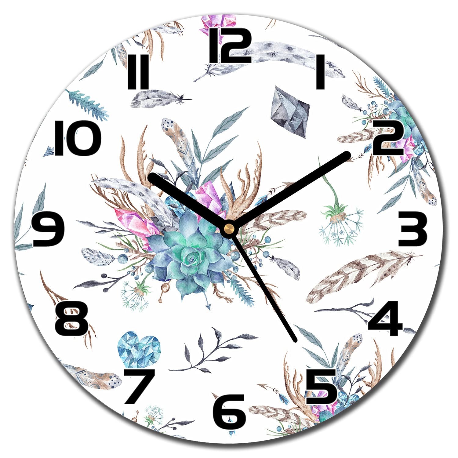 Horloge en verre 30 cm de Coloray avec aiguilles noires pour une deco murale