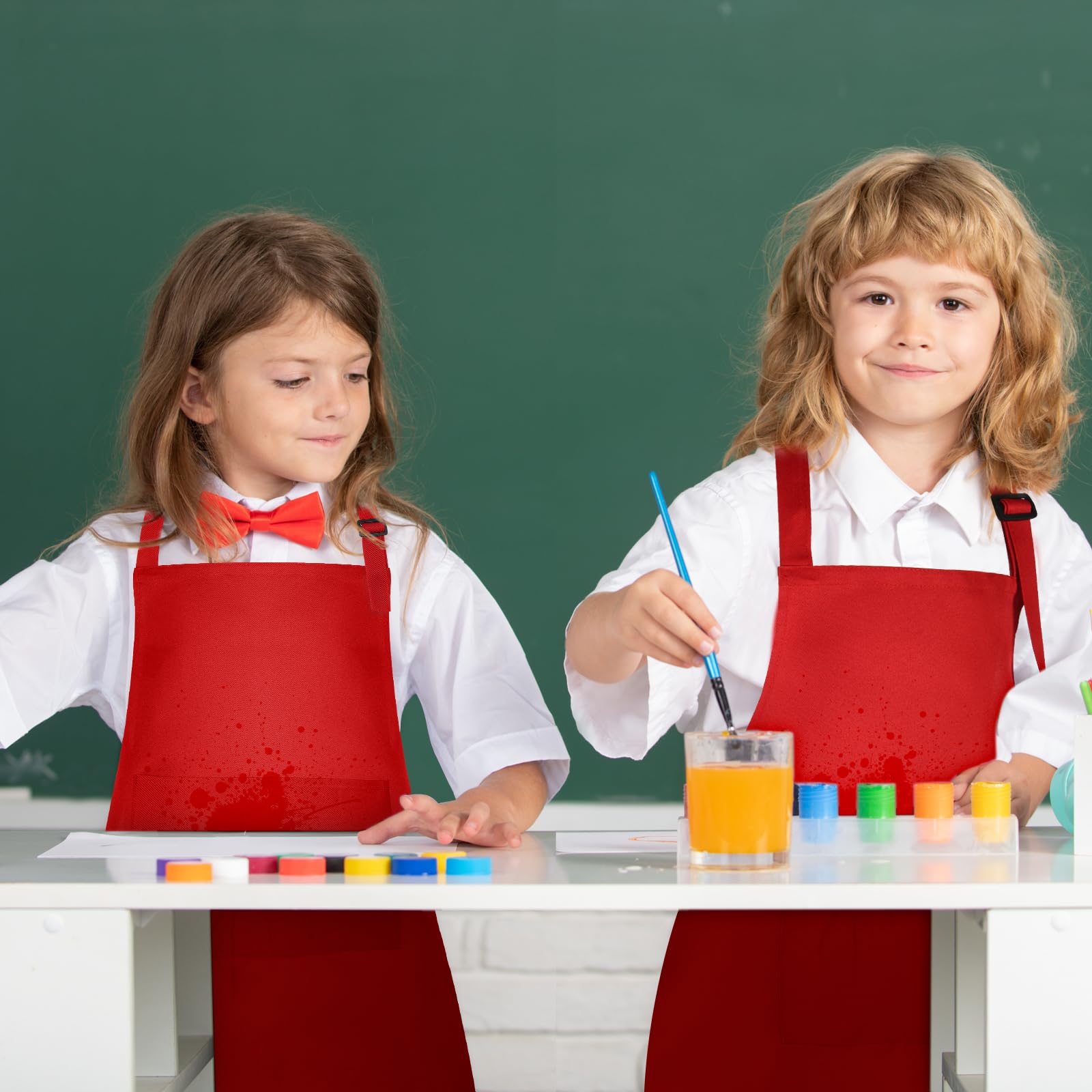 PLULON grembiuli per bambini, grembiule regolabile per bambini, con 2 tasche, grembiule da artista, per attività di cottura, pittura, cucina