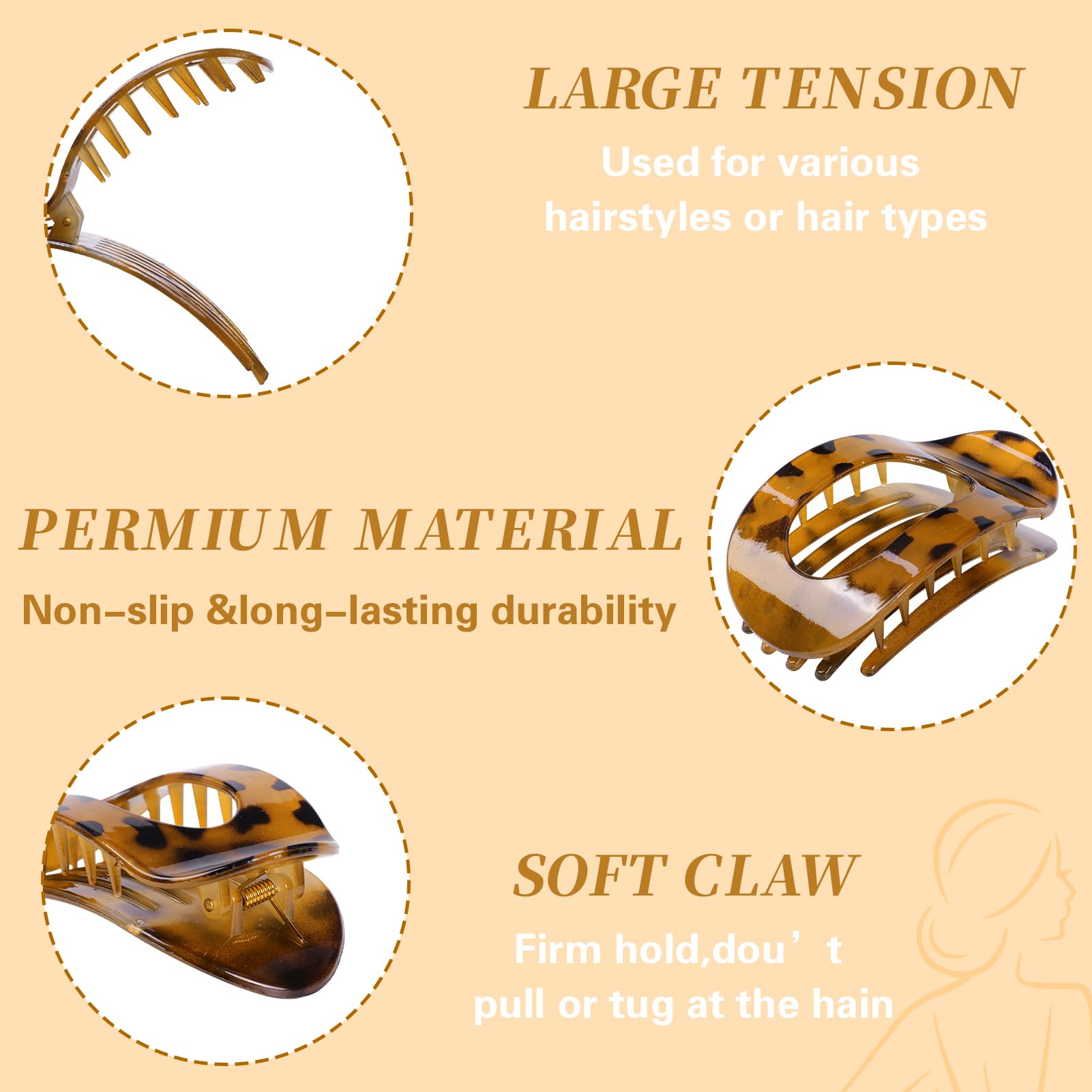 Moerstar 6 Fermagli Fermagli per Capelli Donna, Mollette Capelli Donna Elegante, Leggeri, Comodi, Antiscivolo per Capelli Spessi e Sottili (Stile4)