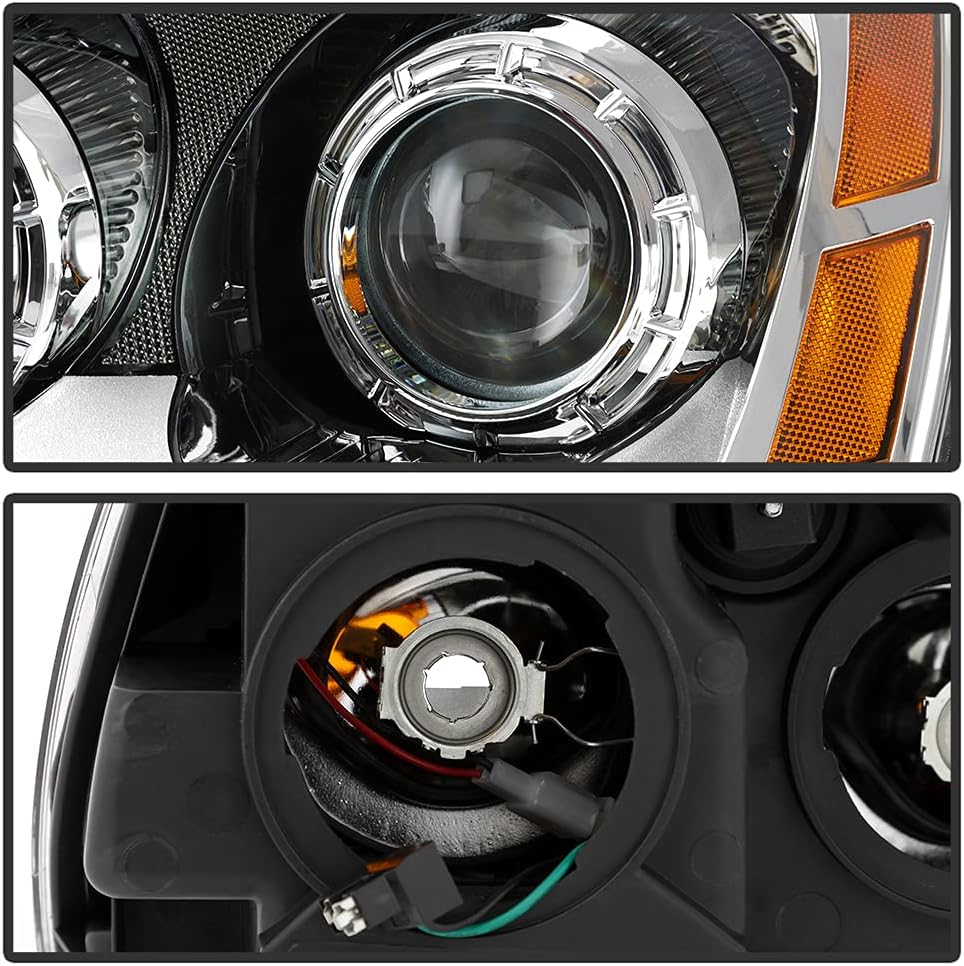 ACANII - For [Halogen Model Only] 2007-2012 GMC Acadia Chrome Housing Projector Headlights Headlamps Assembly Left+Right