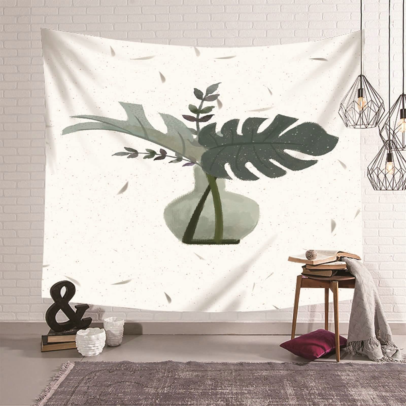 Tapiz de pared de poliéster de alta calidad y diseño botánico KnSam