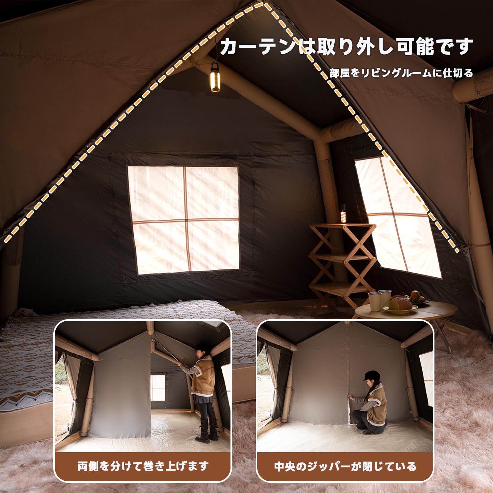 Amazon.co.jp: Mountainhikerエアーテント 小屋型 400×280×195cm 自立